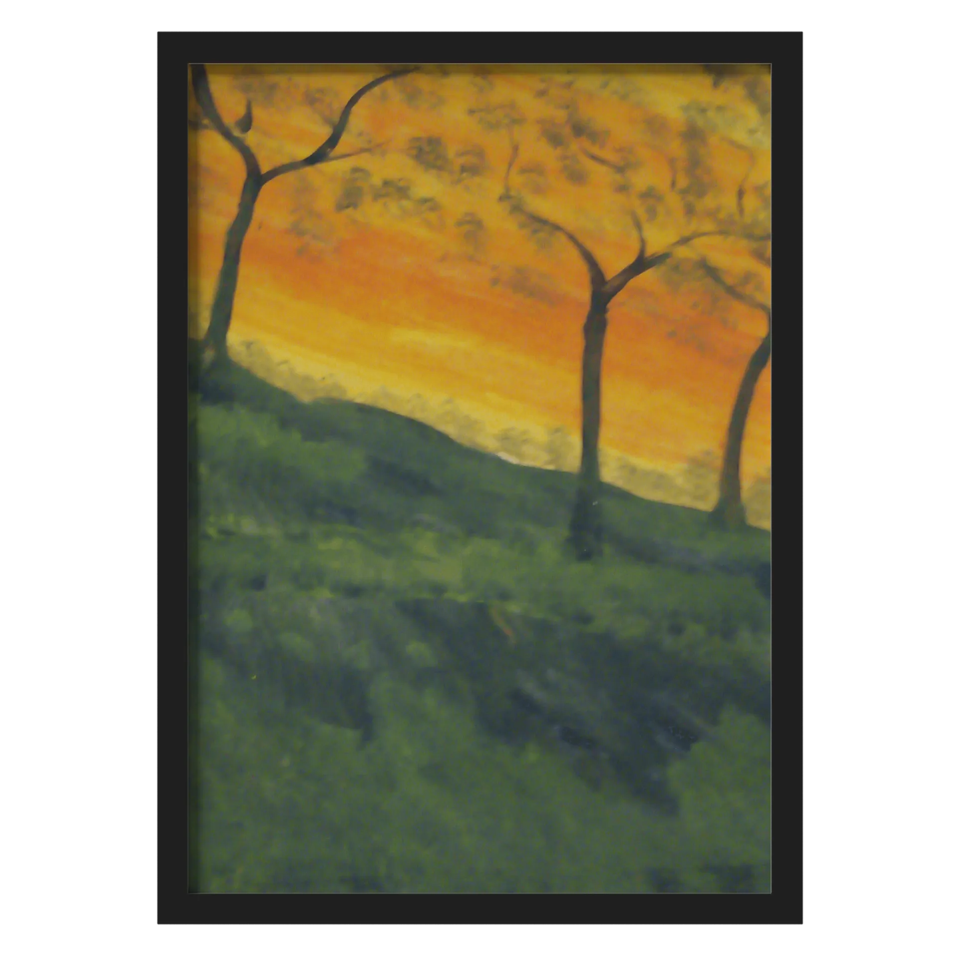 Quadro Paisagem de Árvores ao Pôr do Sol A3 com Vidro - Imagem 1