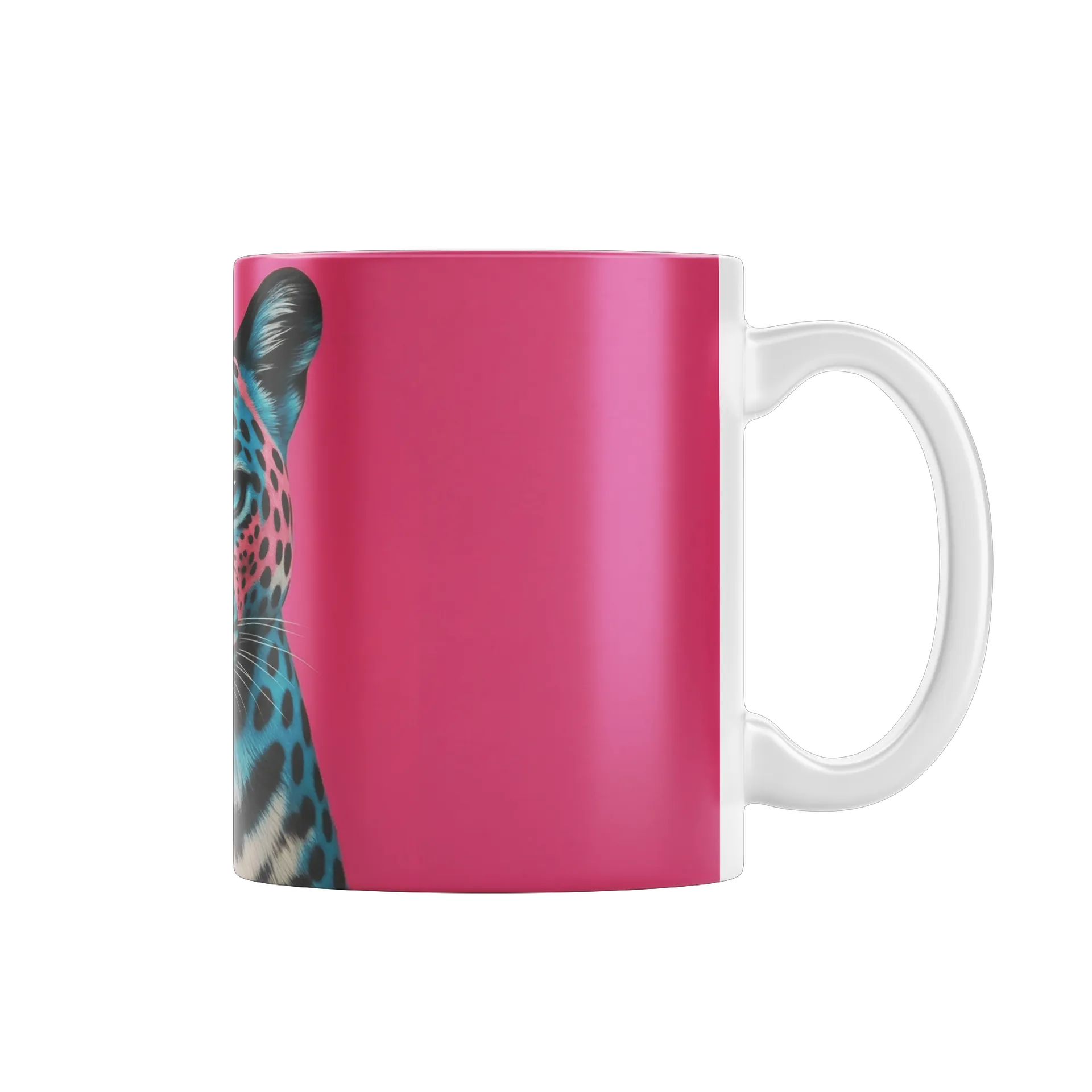 Caneca Porcelana Leopardo Azul Rosa 325ml - Imagem 1