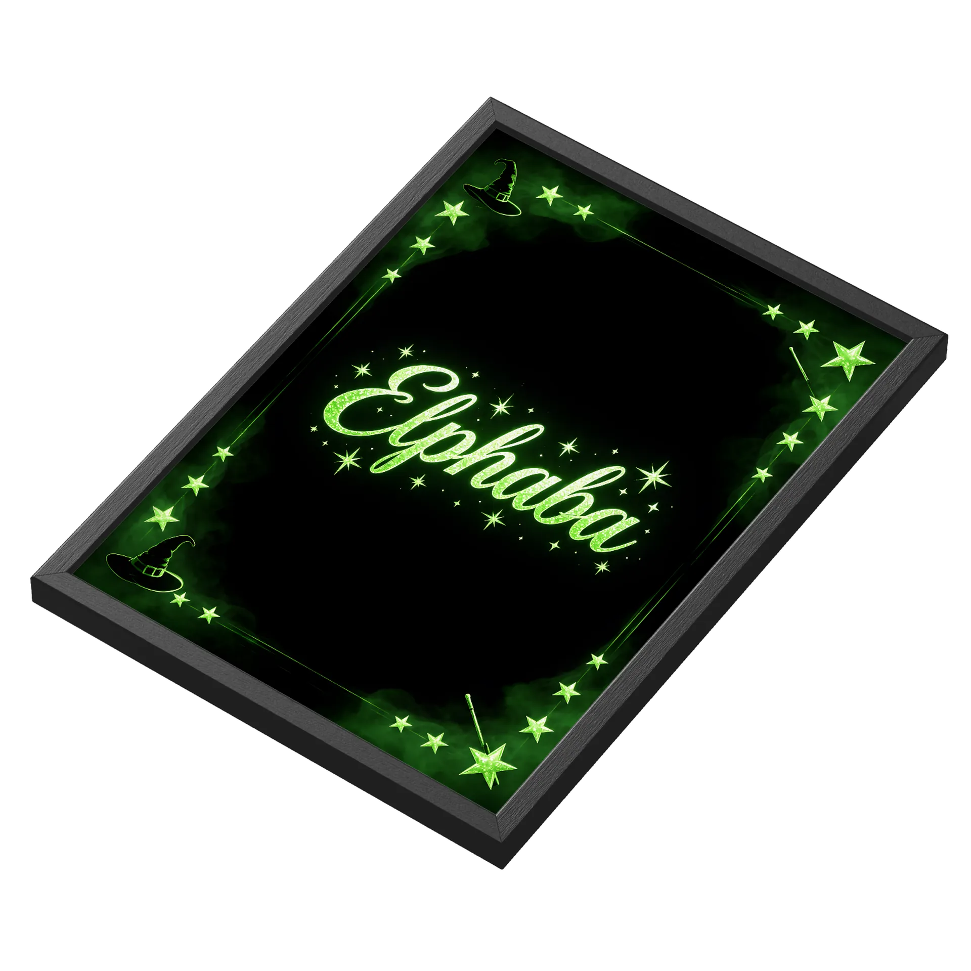Quadro Elphaba Verde Neon A3 com Vidro MDF e Vidro - Imagem 3