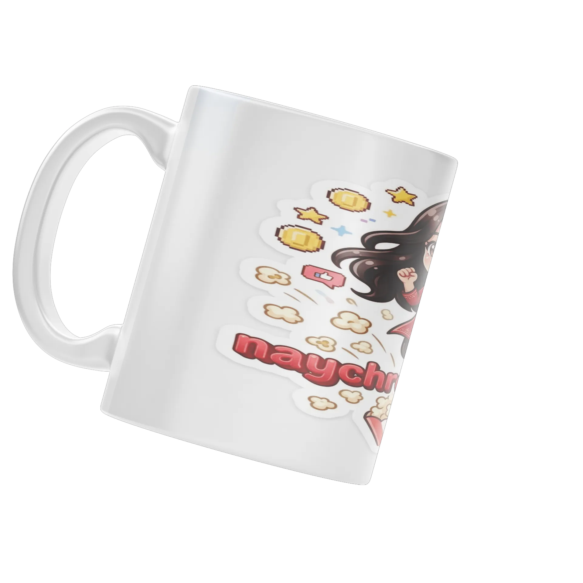 Caneca Streamer Chibi com Pipoca e Balões de Live 325ml - Imagem 3