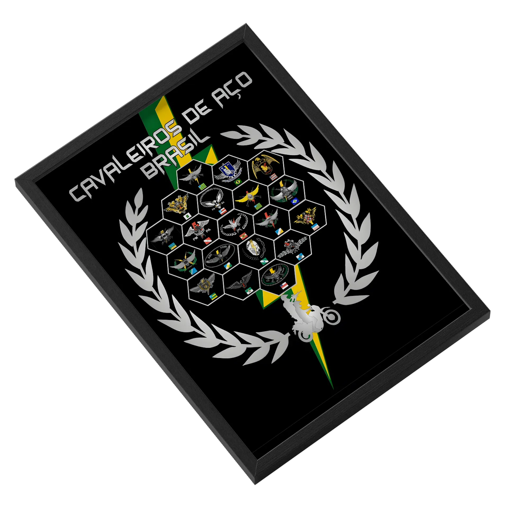 Quadro Cavalheiros de Aço Brasil Emblemas A3 com Vidro - Imagem 2