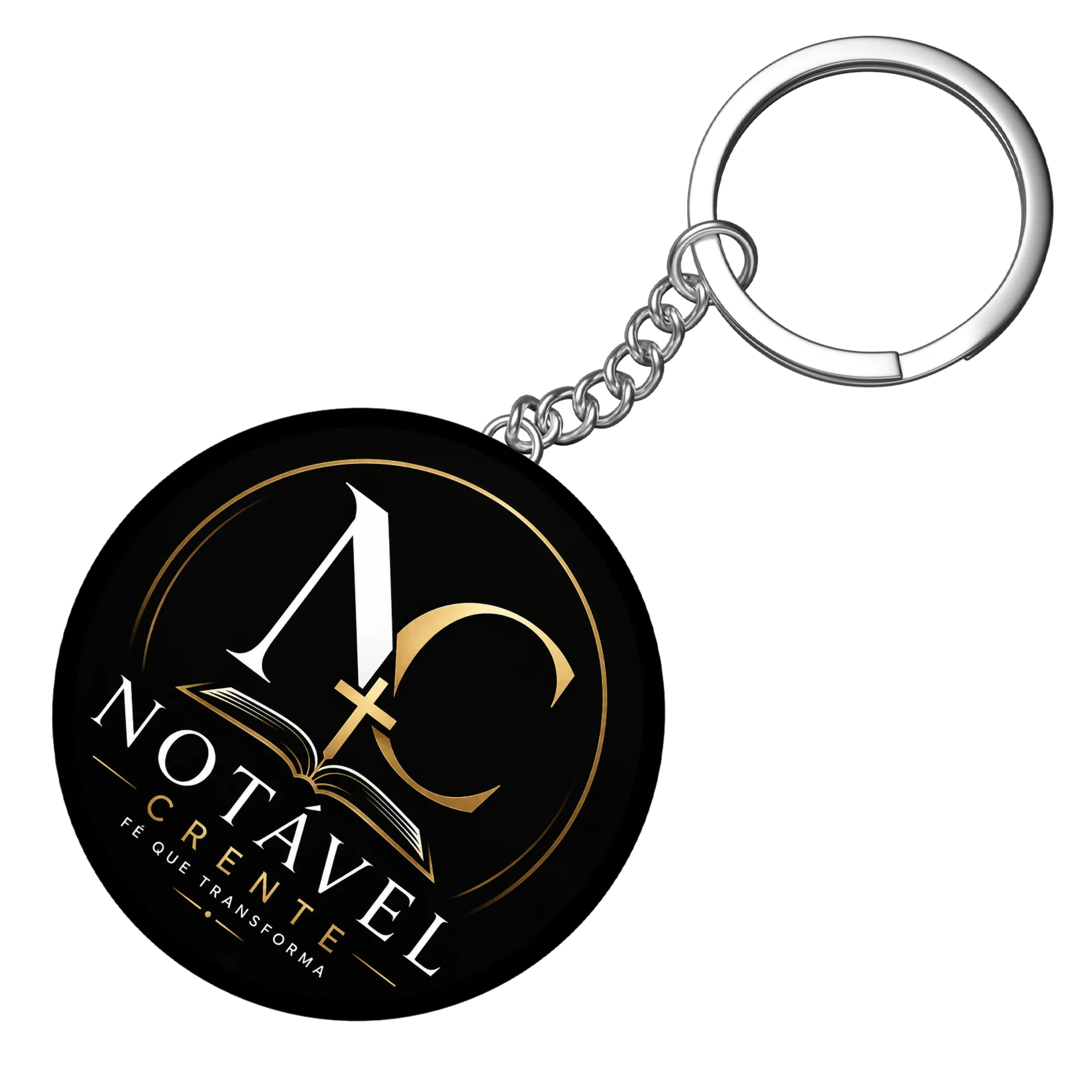 Chaveiro MDF Logotipo Notável Crente em Preto e Dourado - Imagem 3