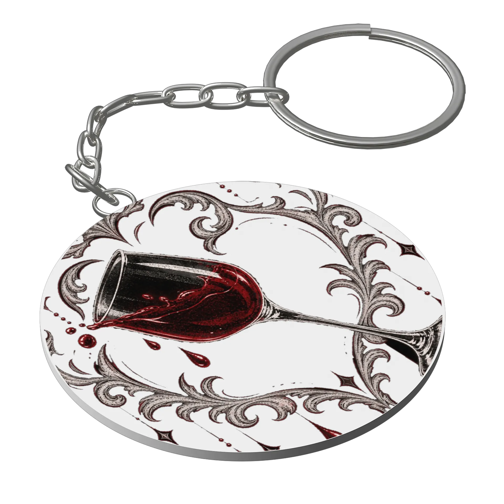 Chaveiro Taça de Vinho Ornamental Vermelha MDF - Imagem 1