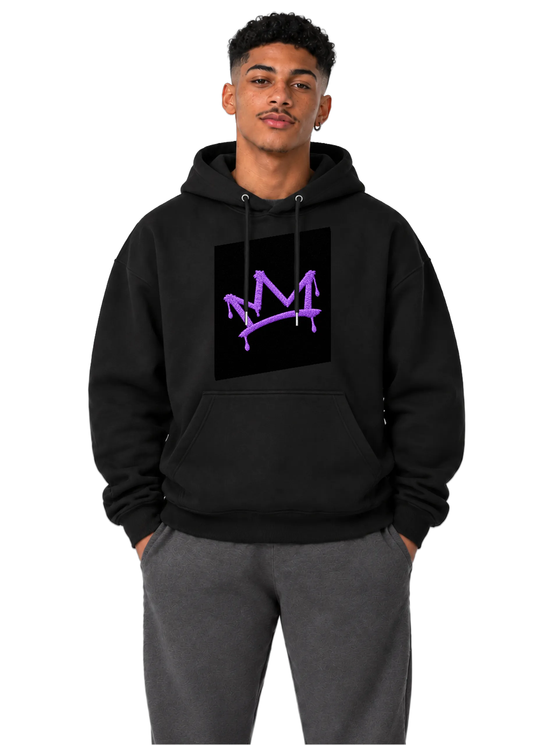 Blusa Moletom Canguru Coroa Roxa com Estilo Bordado Dripping de MARGINAL SUBLIME  — imagem 3 de 6