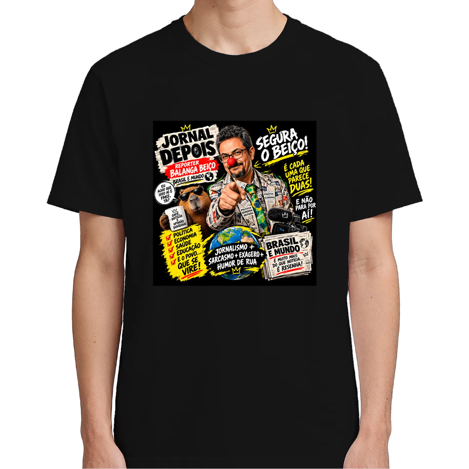 Camiseta Jornal Depois Repórter Humor Satírico 100% A de vandaomoloni — imagem 4 de 6