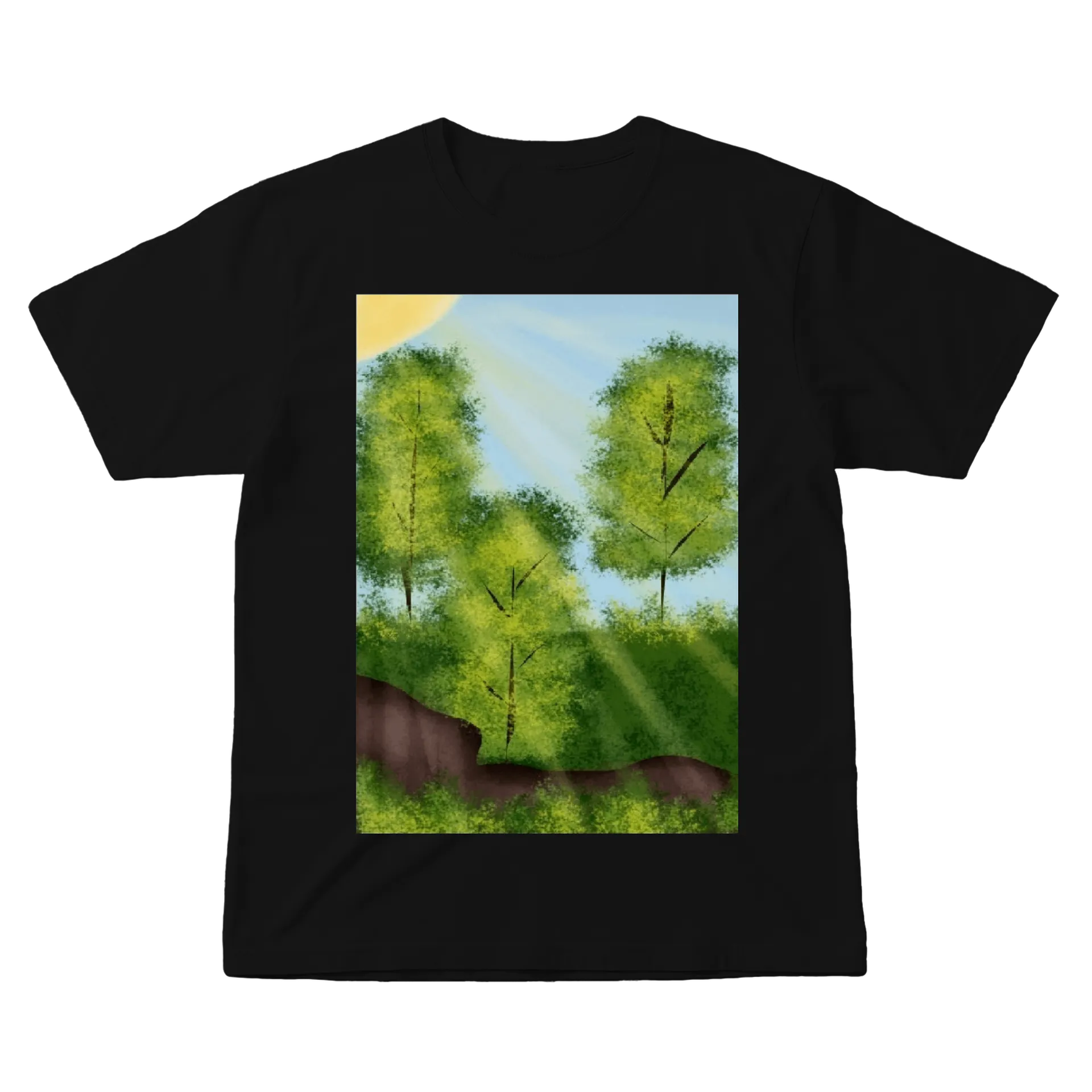 Camiseta Paisagem de Floresta em Estilo Pintura 100% Algodão - Imagem 1