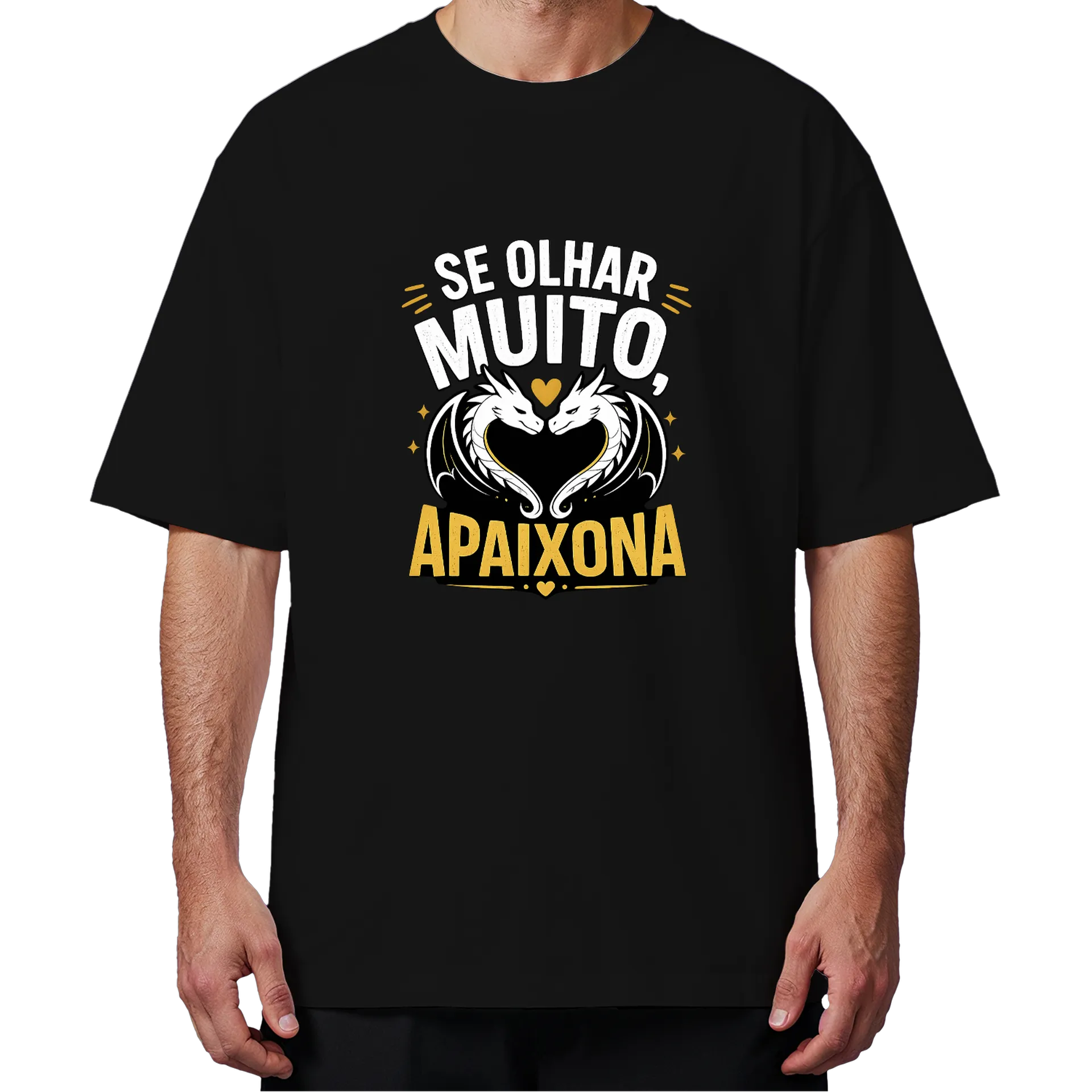 Camiseta Oversized Dragões Apaixonados 100% Algodão - Imagem 4