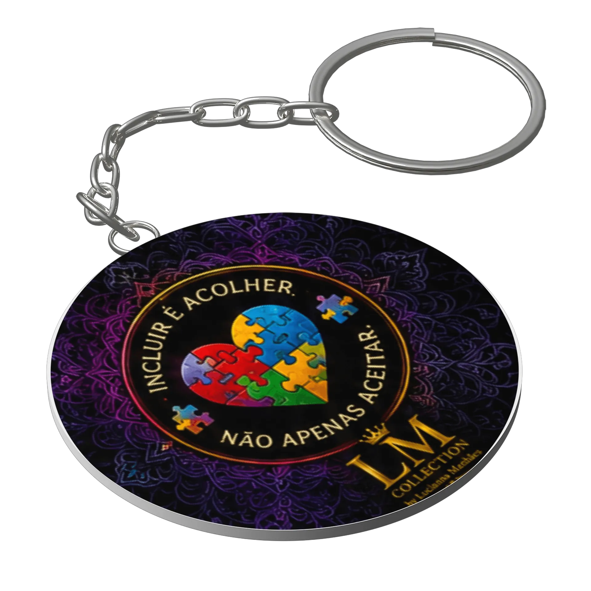 Chaveiro MDF Coração Quebra-cabeça Inclusão - Imagem 1