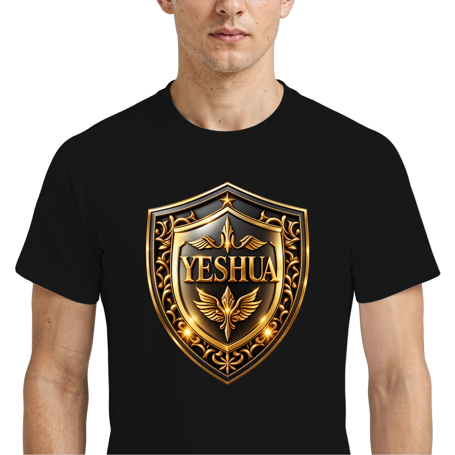 Camiseta Dry Fit Escudo Yeshua Dourado e Preto Unissex - Imagem 4