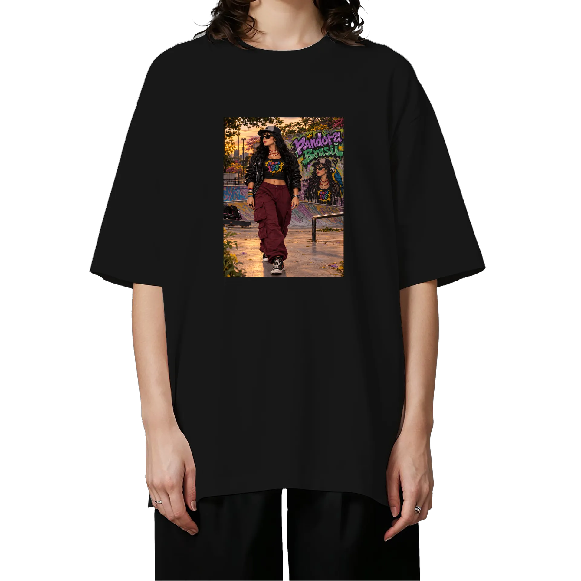 Camiseta Oversized Anos 1983 Grafite Colorido Skate - Imagem 3