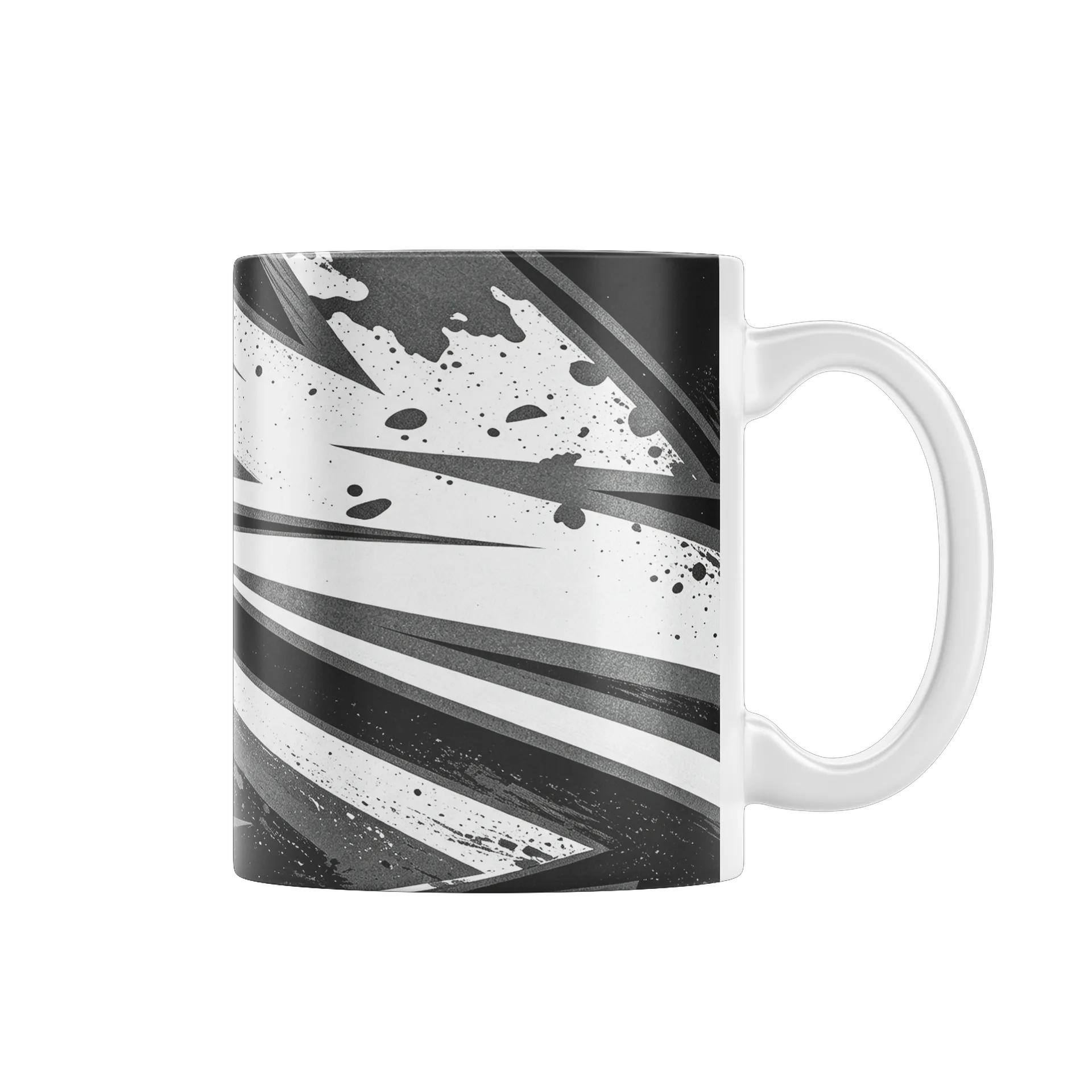 Caneca Porcelana Estampa Abstrata Preto Branco 325ml - Imagem 1