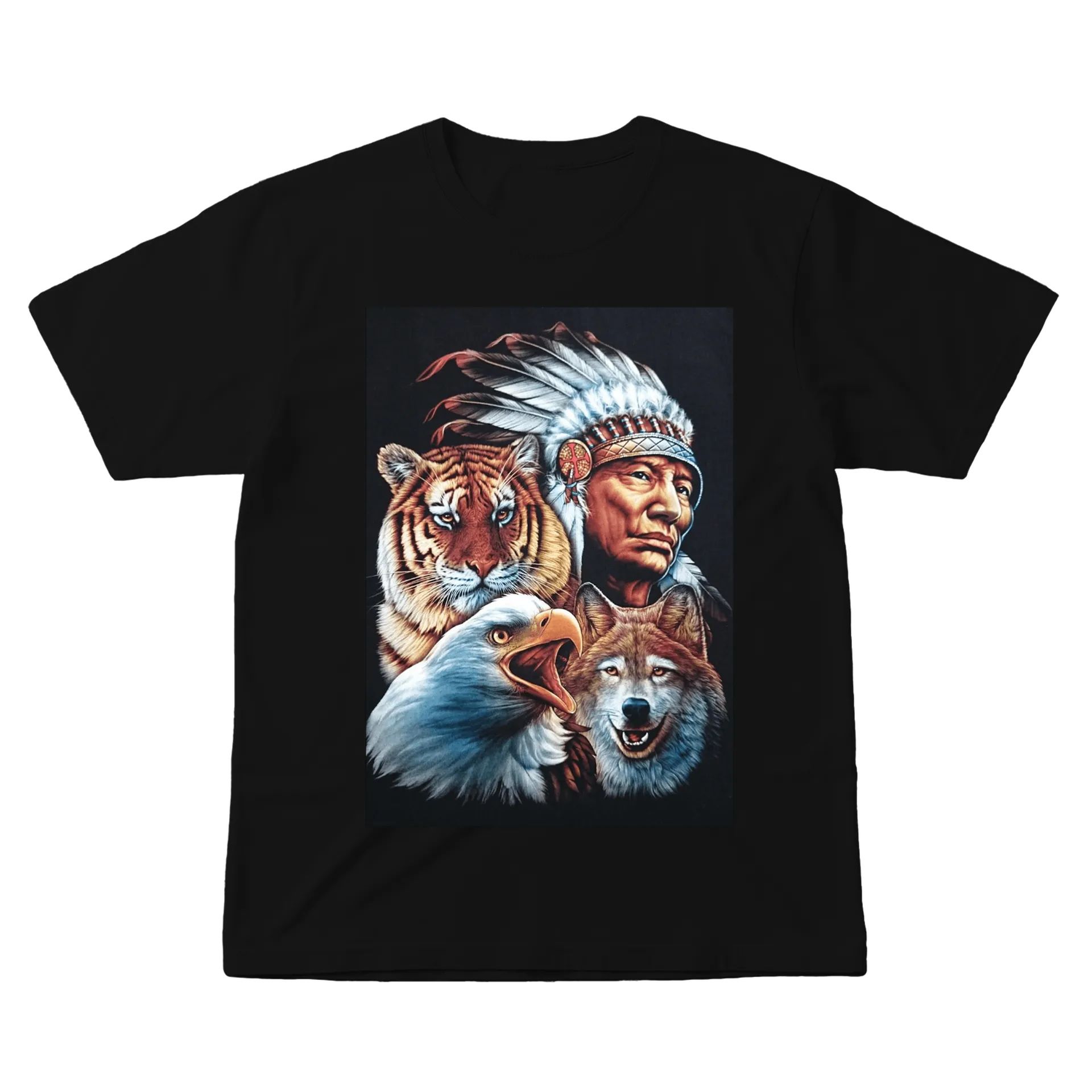 Camiseta Algodão índio, tigre, lobo e águia  de Lopes Estampas Clássicas  — imagem 1 de 6