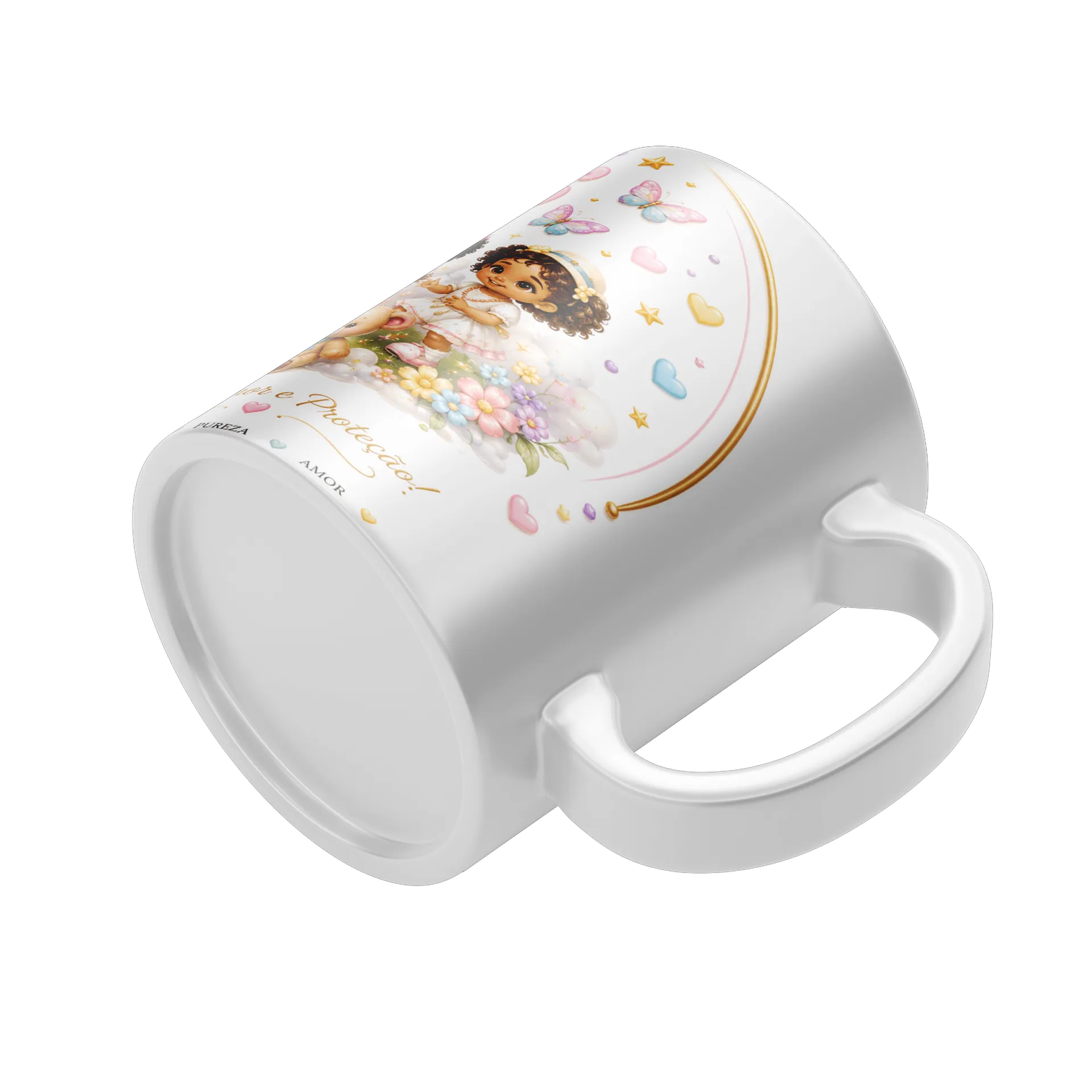 Caneca Porcelana Crianças Flores Estrelas 325ml - Imagem 5