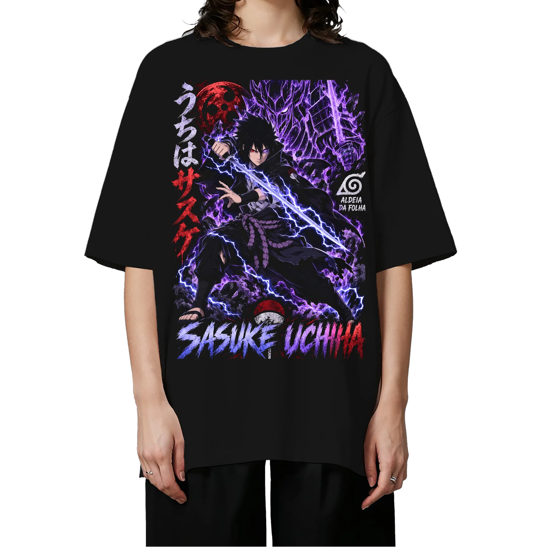 Camiseta Oversized Sasuke Uchiha Anime Naruto Premium - Imagem 3