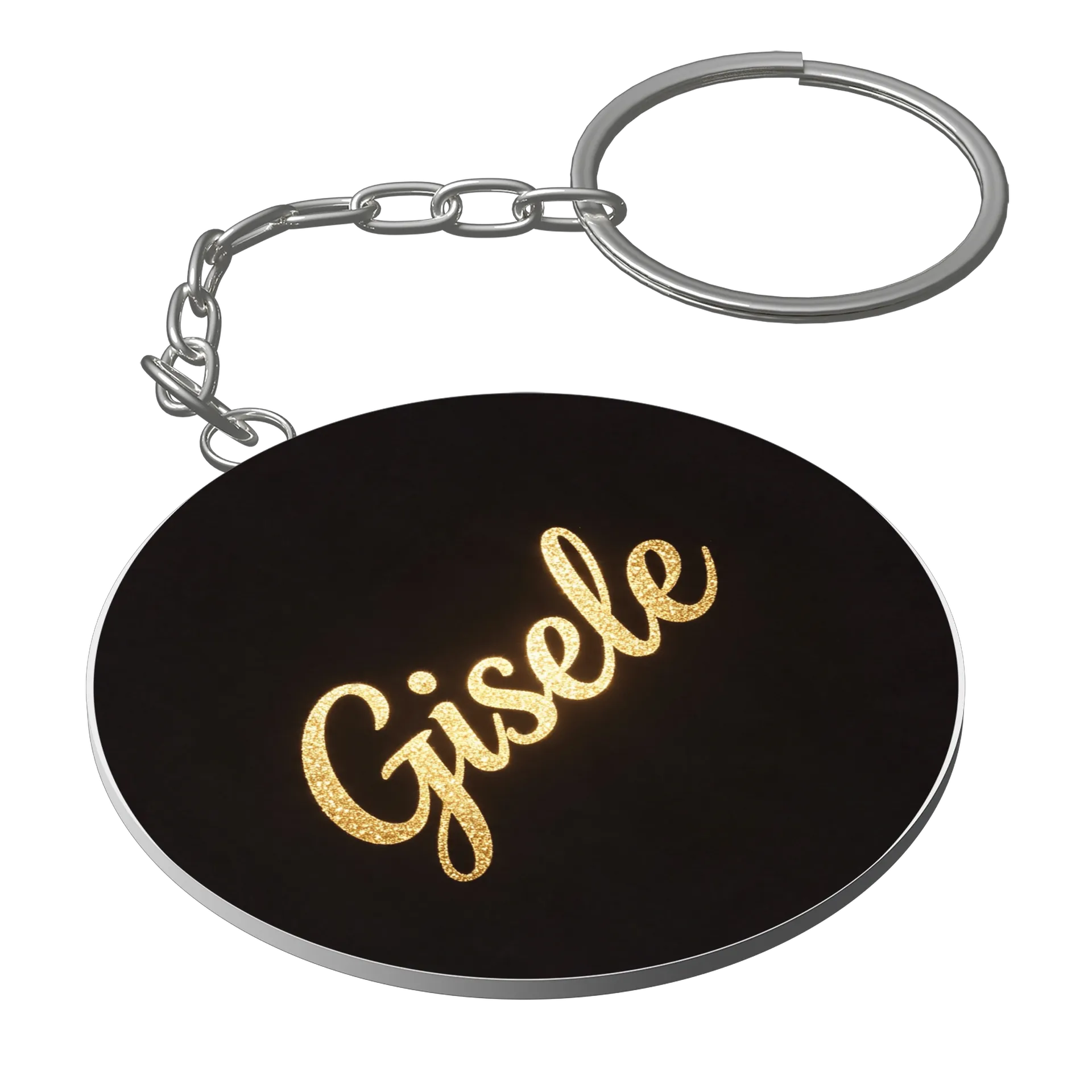 Chaveiro MDF Gisele Estampa Letras Glitter Ouro - Imagem 1
