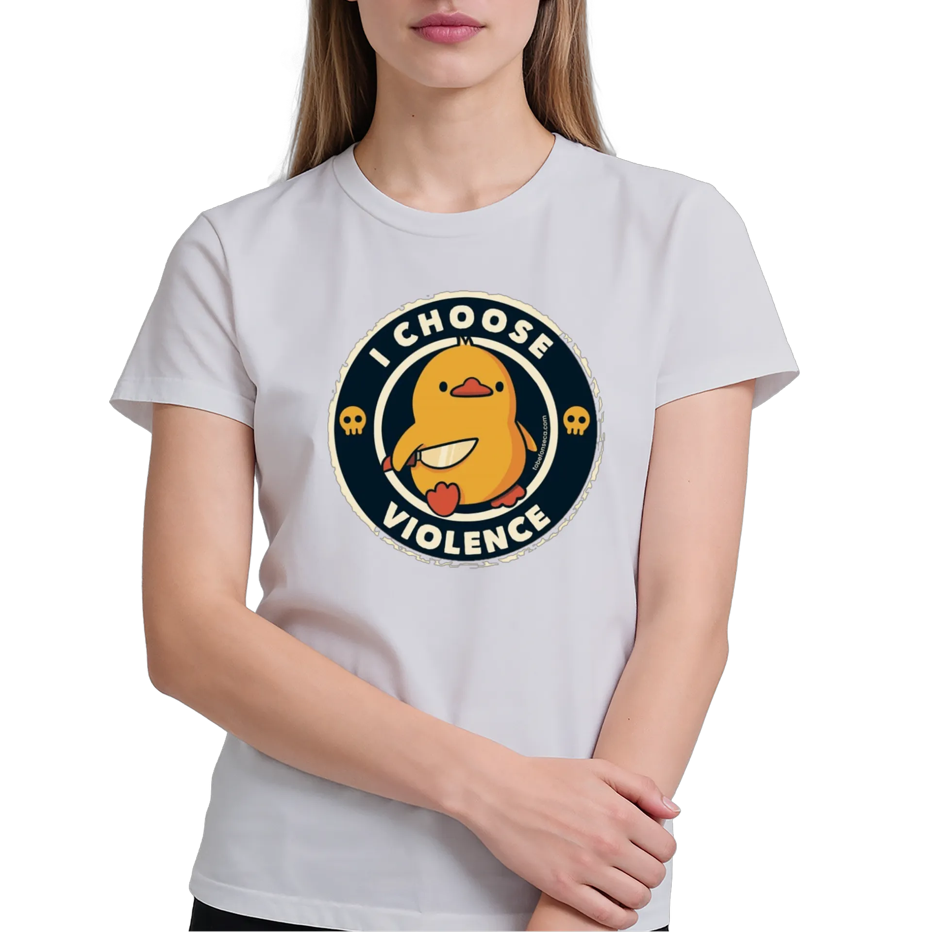 Camiseta Pato Amarelo I Choose Violence 100% Algodão - Imagem 4