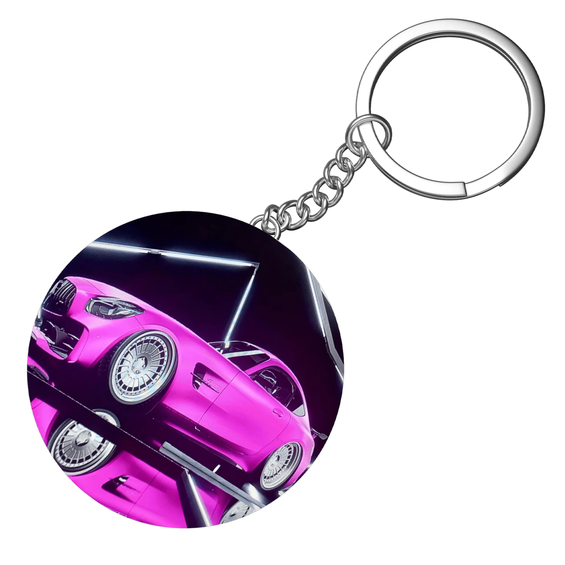 Chaveiro MDF Carro Rosa Esportivo Neon - Imagem 4