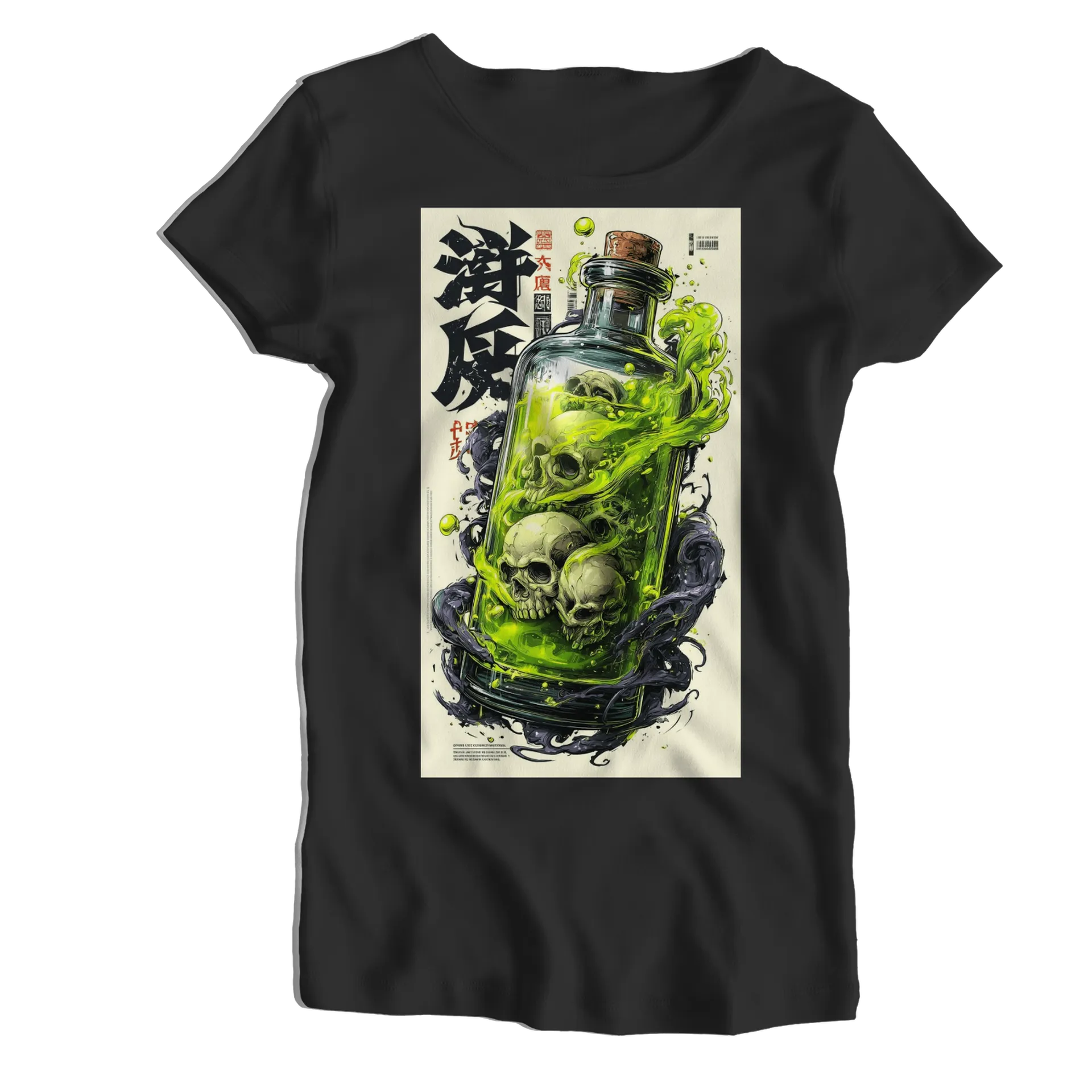 Camiseta Babylook Poção Verde com Caveiras 100% Algodão - Imagem 1
