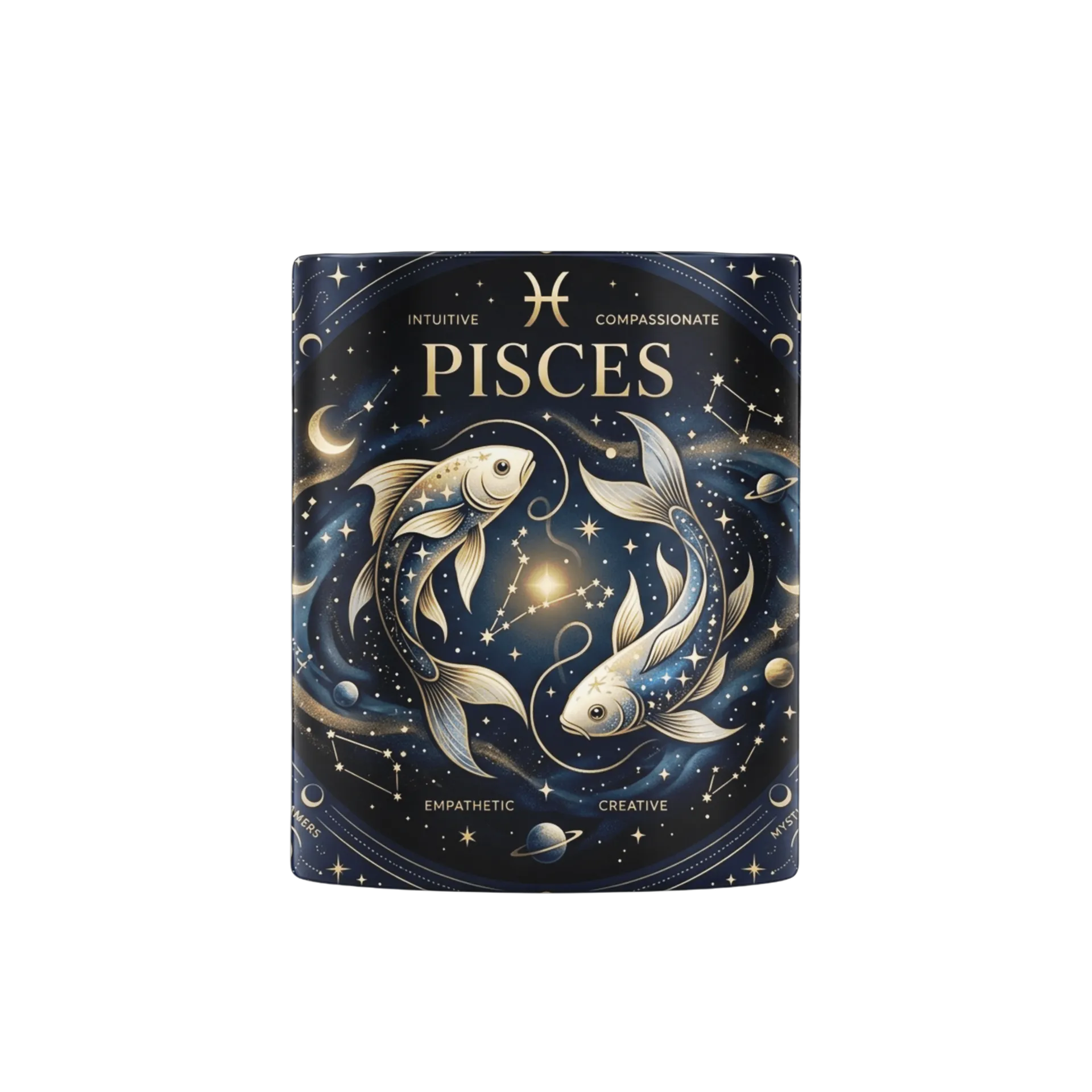 Caneca Peixes Astrologia Celeste Dourada 325ml - Imagem 1