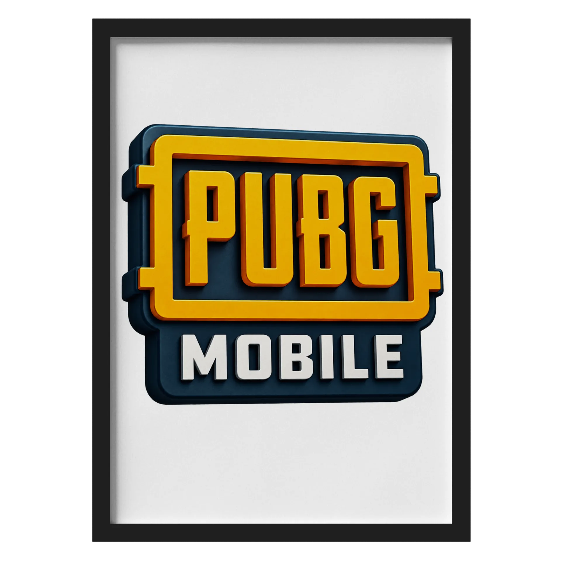 Quadro Logo PUBG Mobile Tipográfico Laranja e Azul A3 - Imagem 1