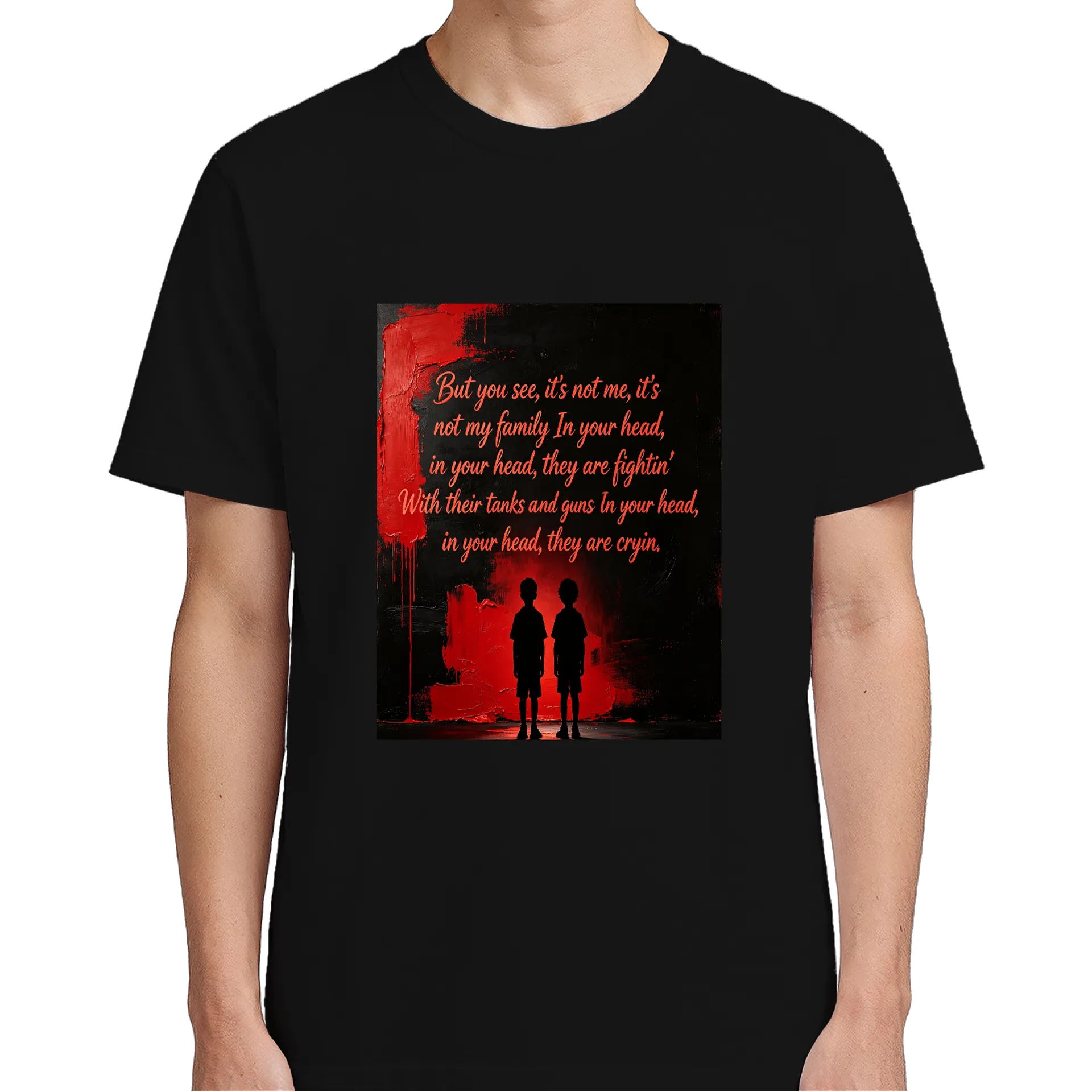 Camiseta Silhuetas Crianças Vermelho 100% Algodão - Imagem 4