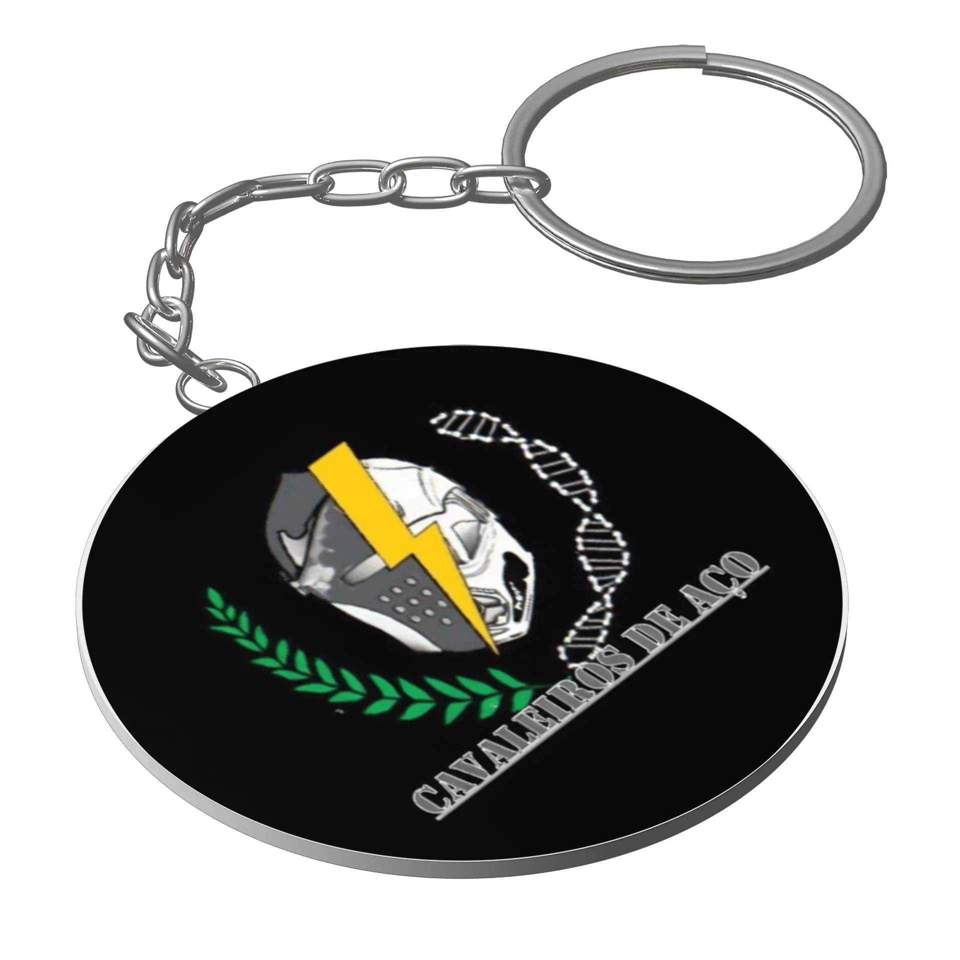 Chaveiro MDF Capacete com Raio e DNA Cavalheiros de Aço - Imagem 1
