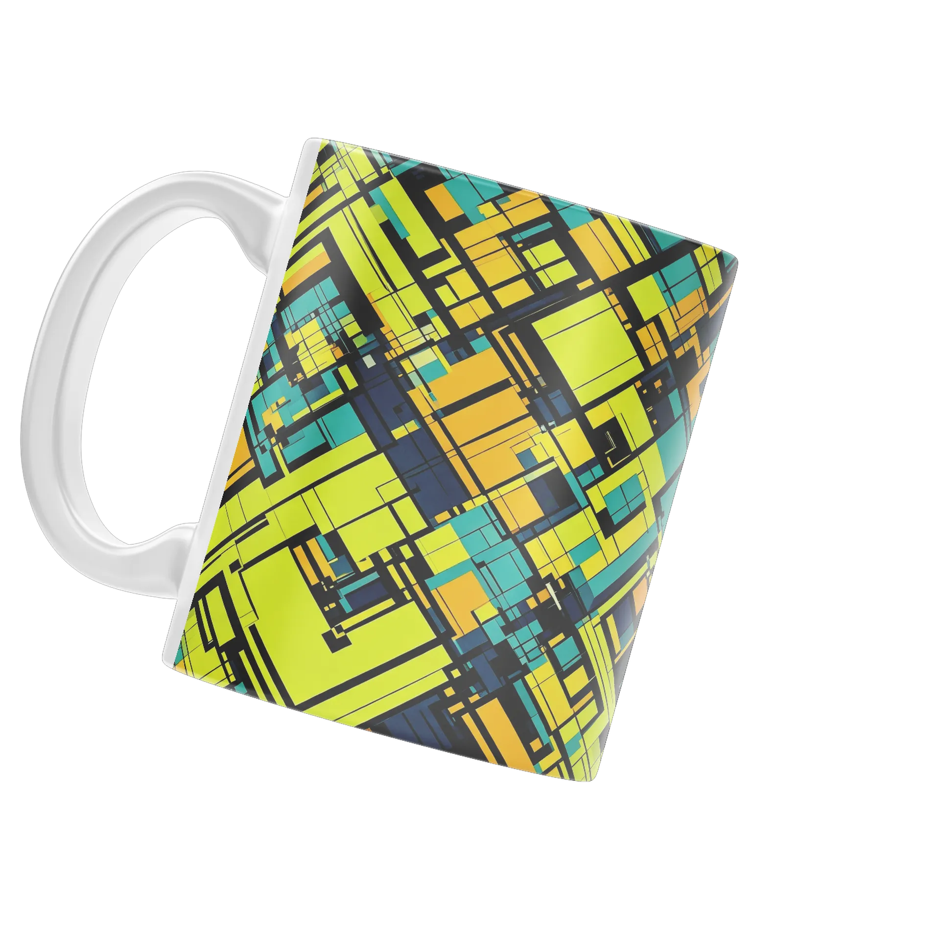 Caneca Cerâmica Geometria Abstrata Amarela 325ml - Imagem 3