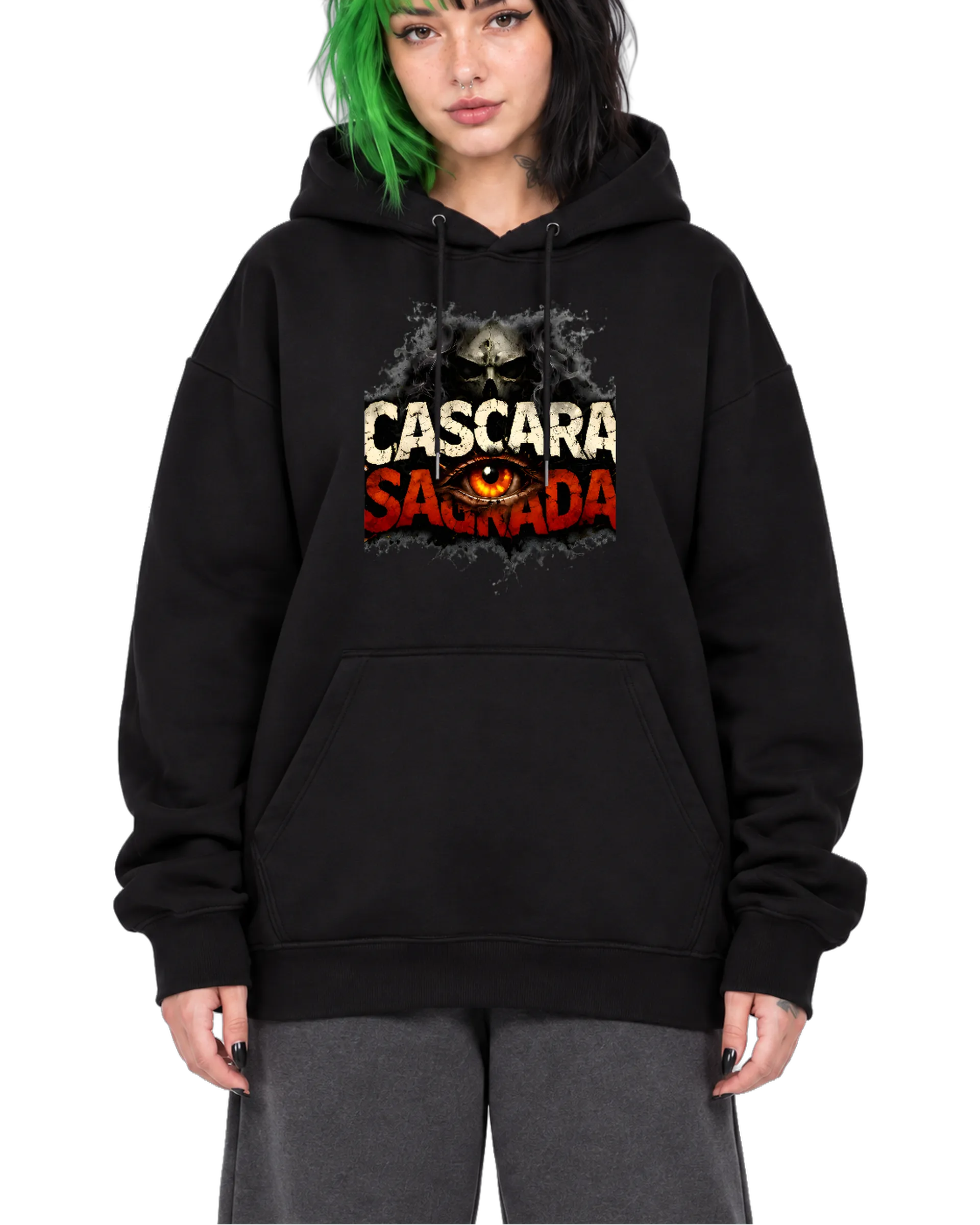 Blusa Moletom Canguru Caveira Olho Fumaça CASCARA Sagrada - Imagem 1