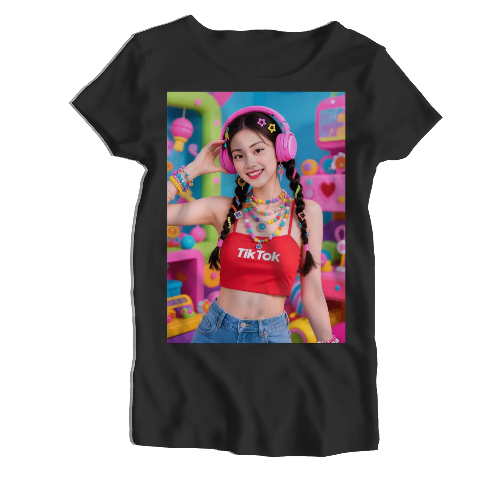 Camiseta Babylook Logo TikTok Tipográfico 100% Algodão - Imagem 1