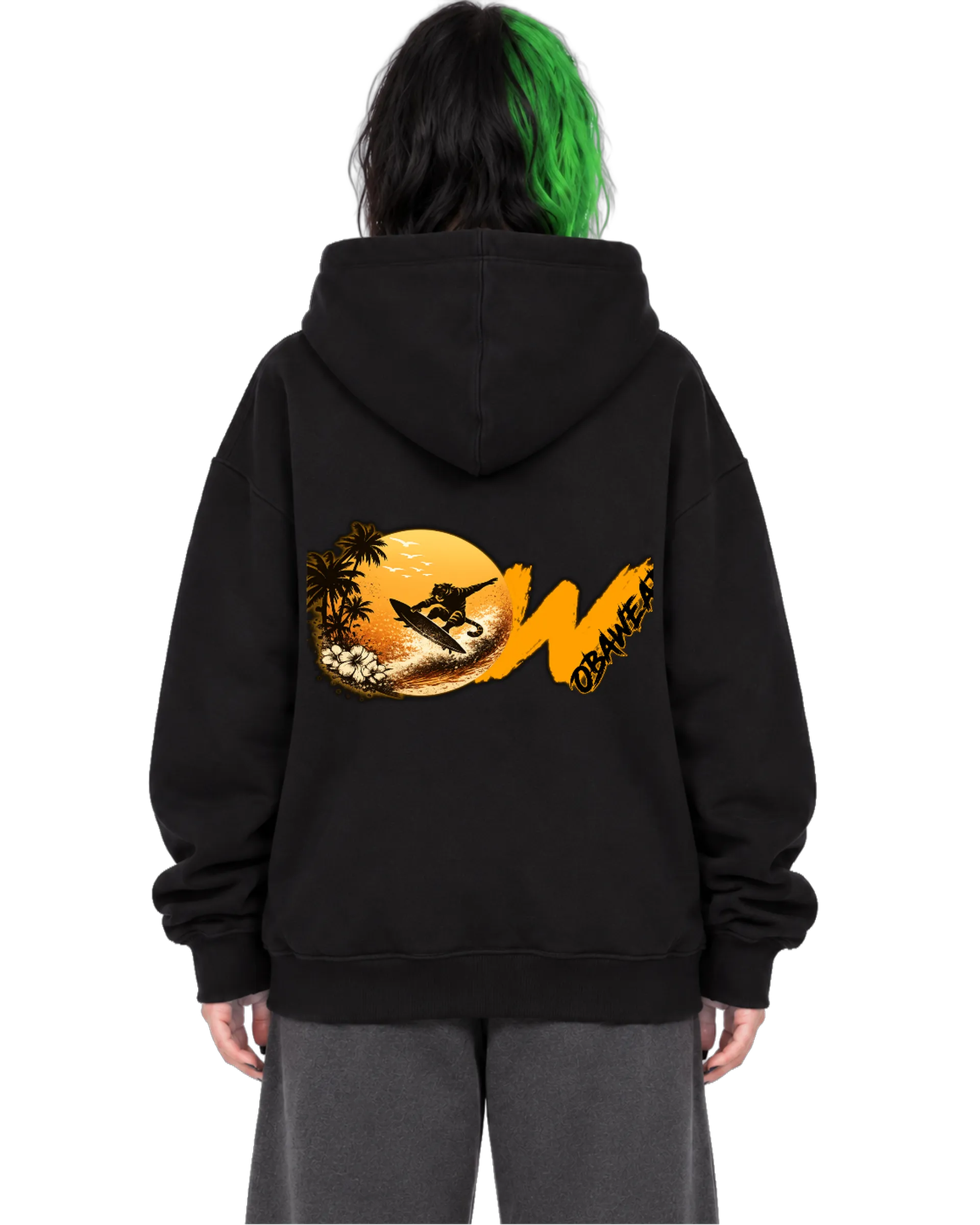 Blusa Moletom Estampa Surf Sunset com Canguru Preto - Imagem 2