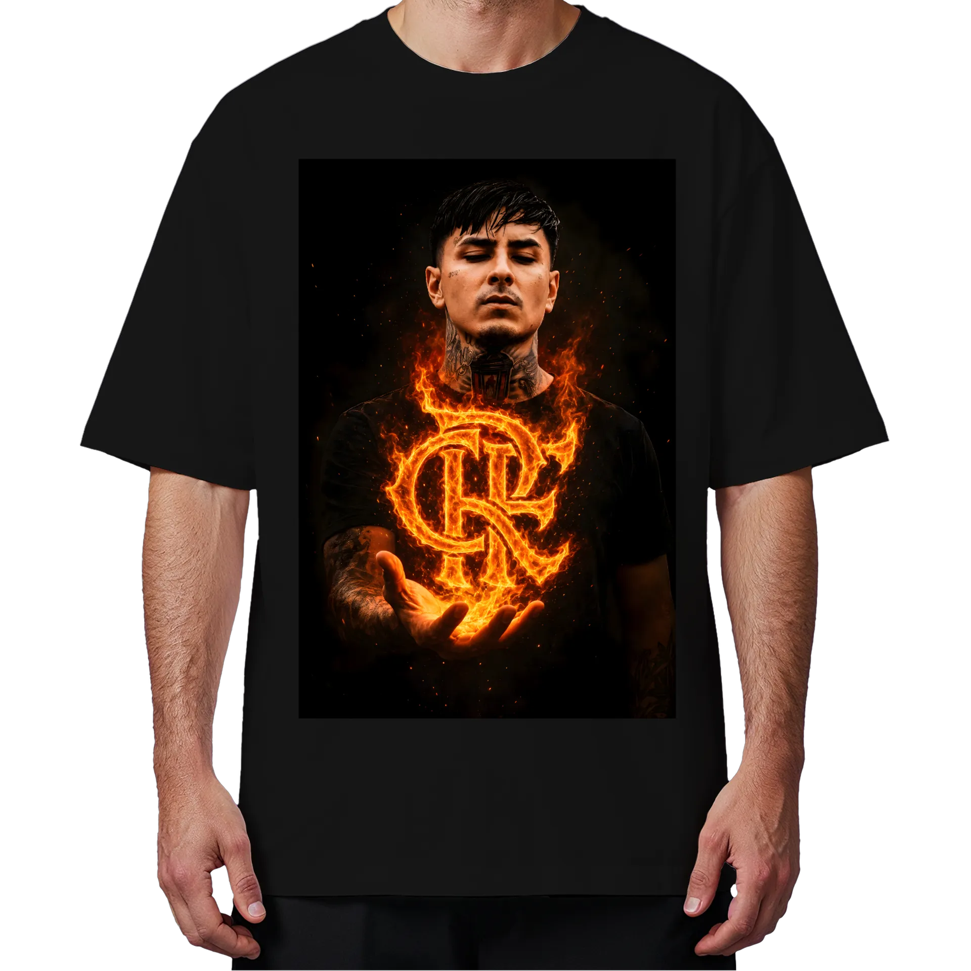 Camiseta Oversized Estampa Personalizada Preta de AD10 FLATUBE  — imagem 4 de 6