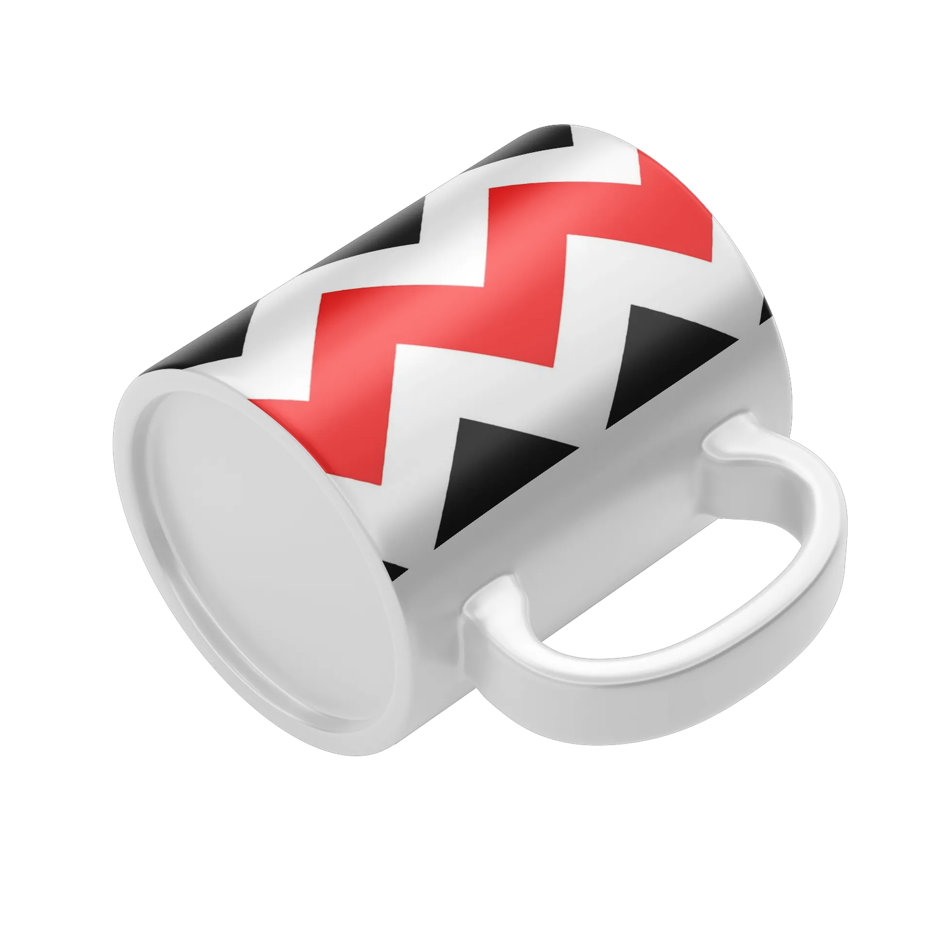 Caneca Porcelana Chevron Vermelho Branco Preto 325ml - Imagem 4