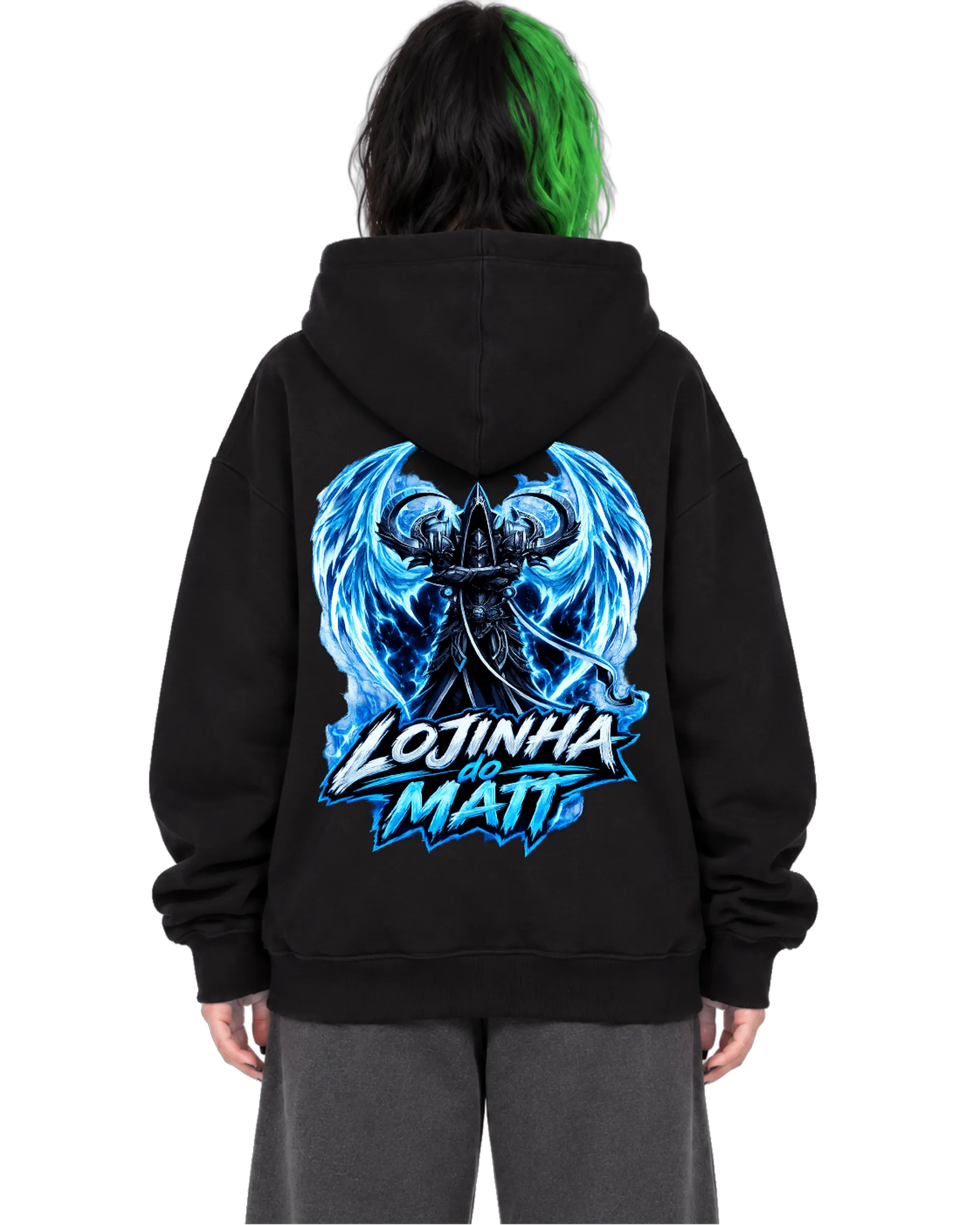 Blusa Moletom Canguru Logo Diablo IV e Arte Azul Celeste - Imagem 2