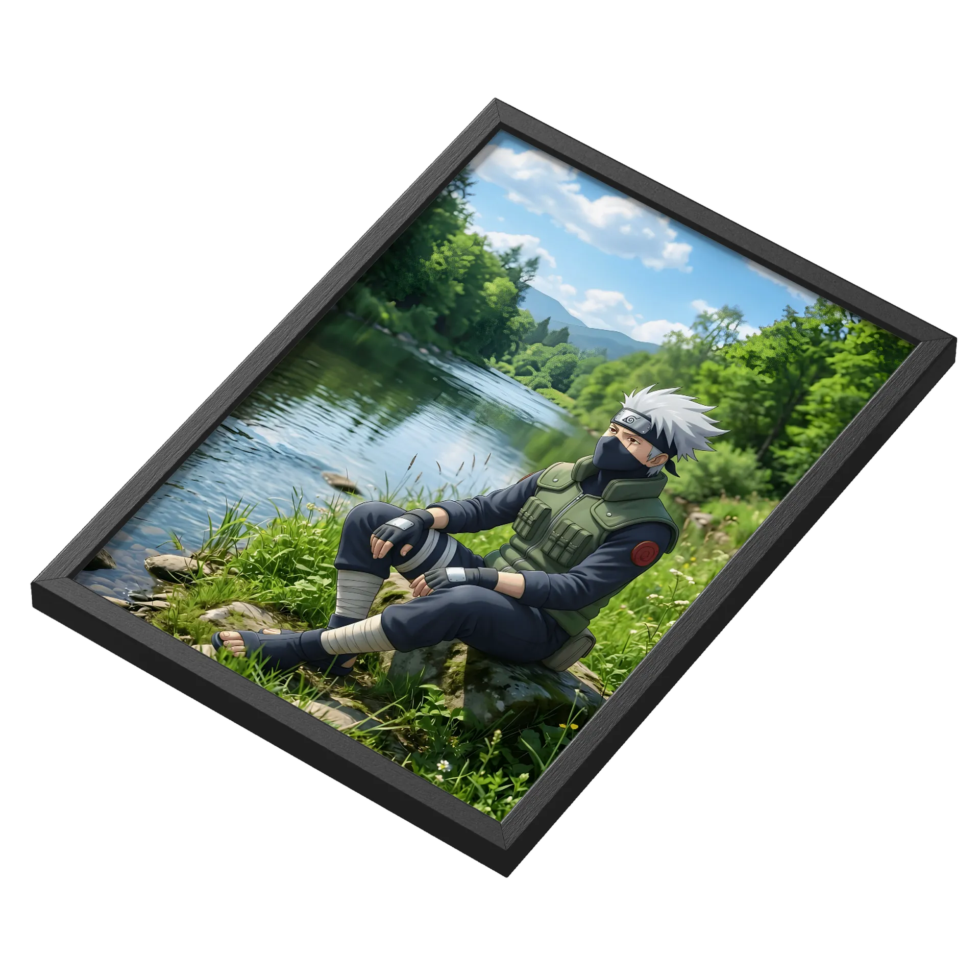 Quadro Kakashi Anime Rio e Floresta A3 Com Vidro - Imagem 3