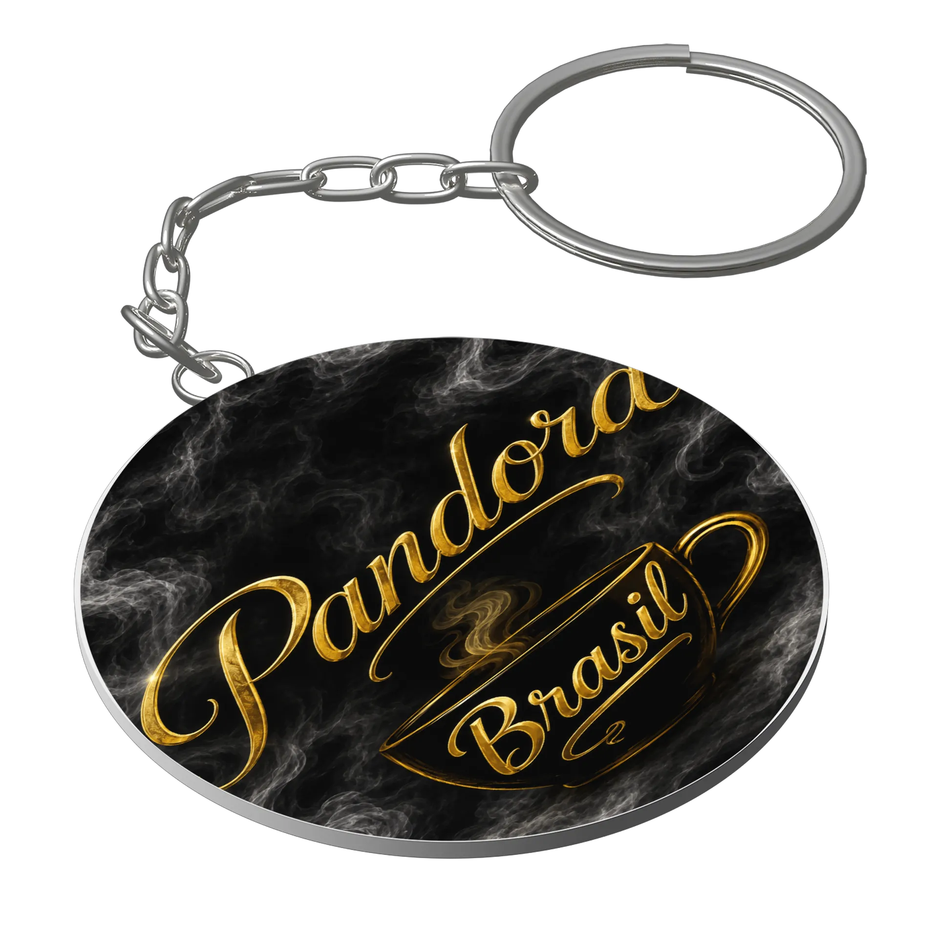 Chaveiro MDF Gold Brasil Café Estampa Ouro Letras - Imagem 1