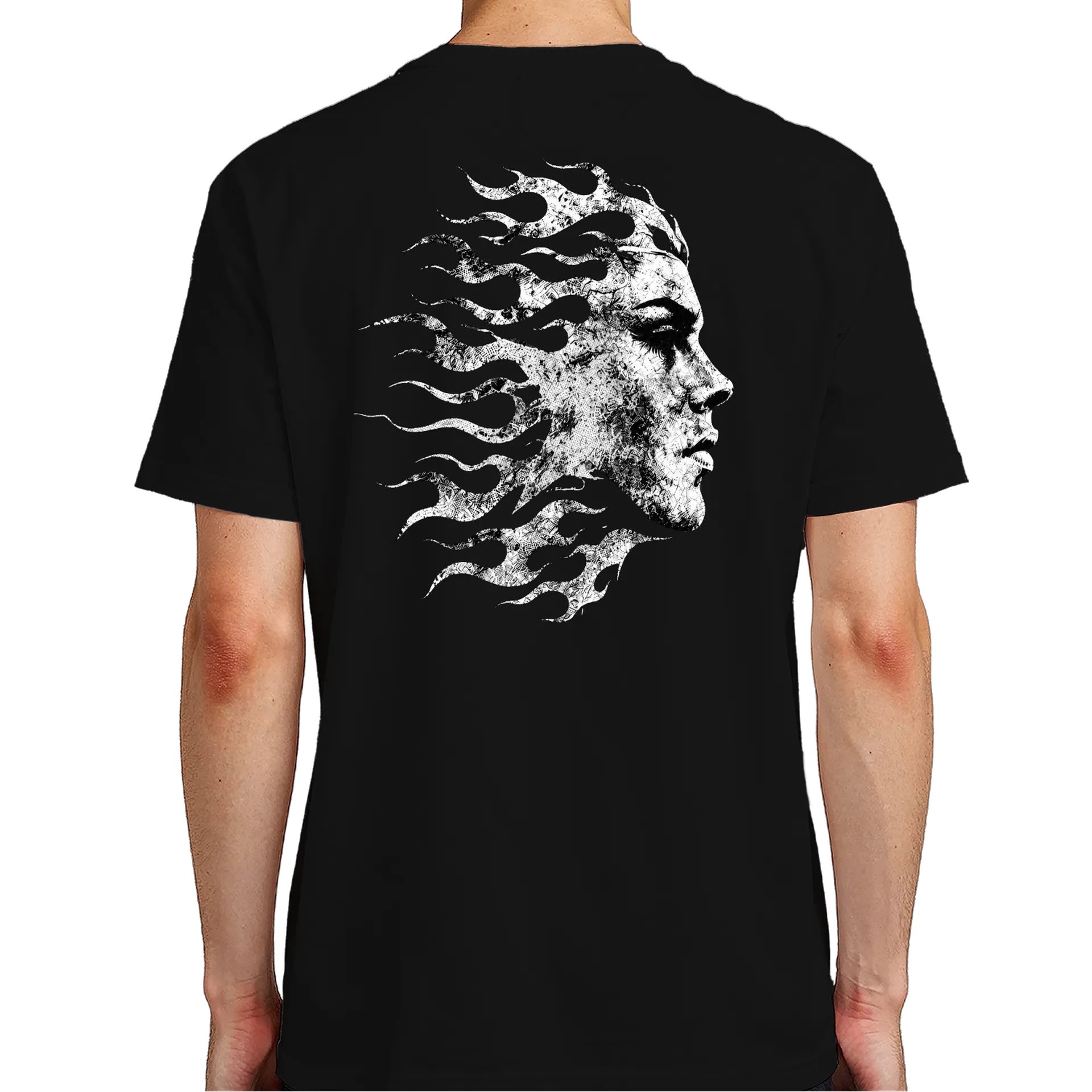 Camiseta Abstrata Fogo Preto 100% Algodão - Imagem 7