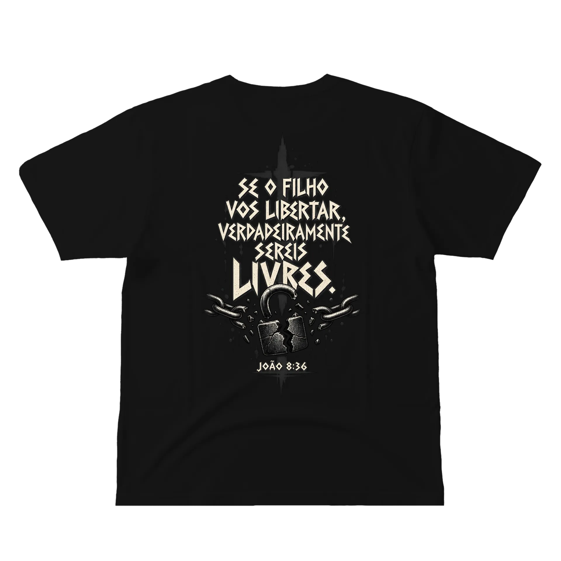 Camiseta Estampa Tipográfica Filho Vos Libertar João 8:36 de NARROW — imagem 1 de 6