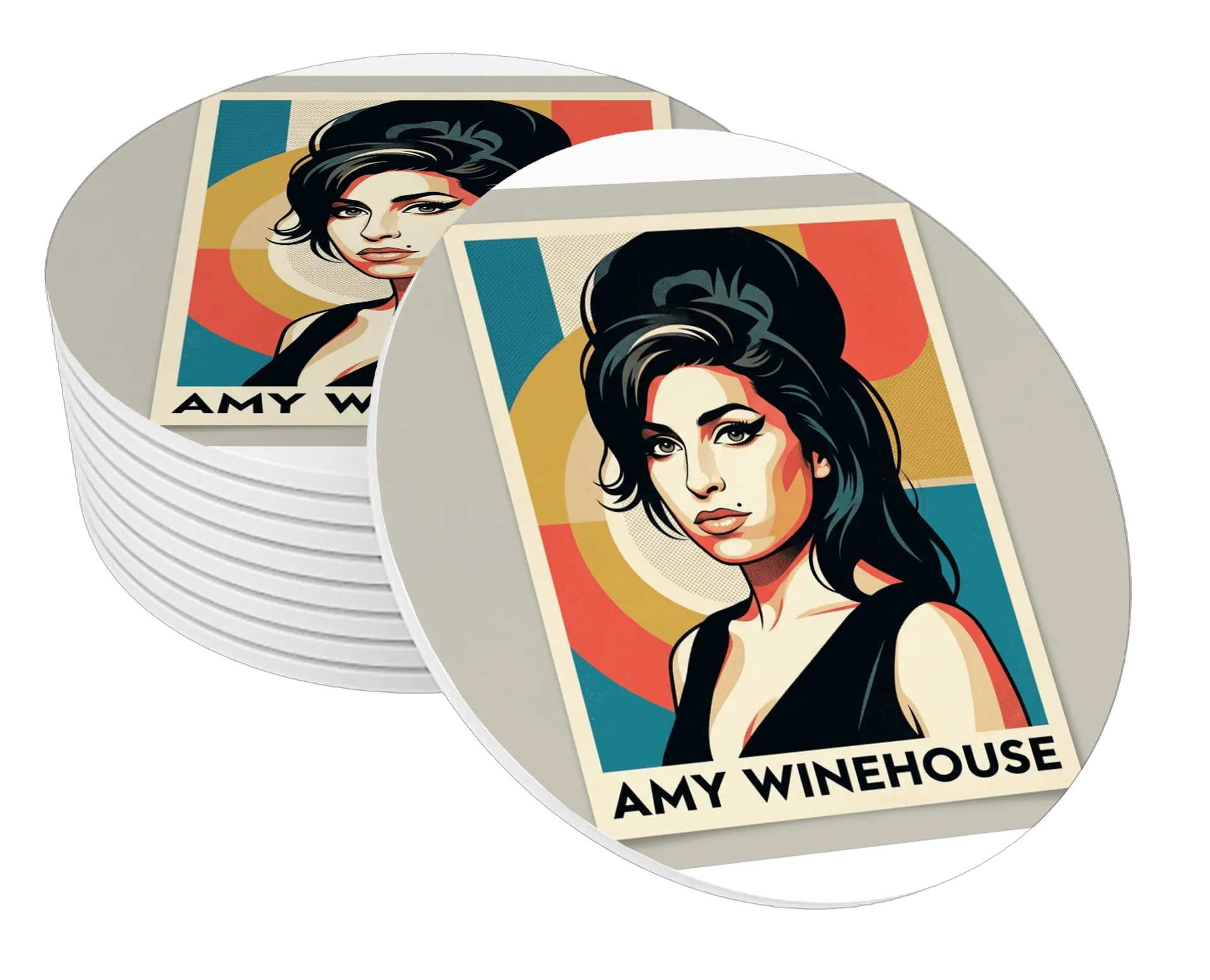 Porta-copo Amy Winehouse Retrô MDF em Cores Geométricas de Caneca Store — imagem 1 de 3