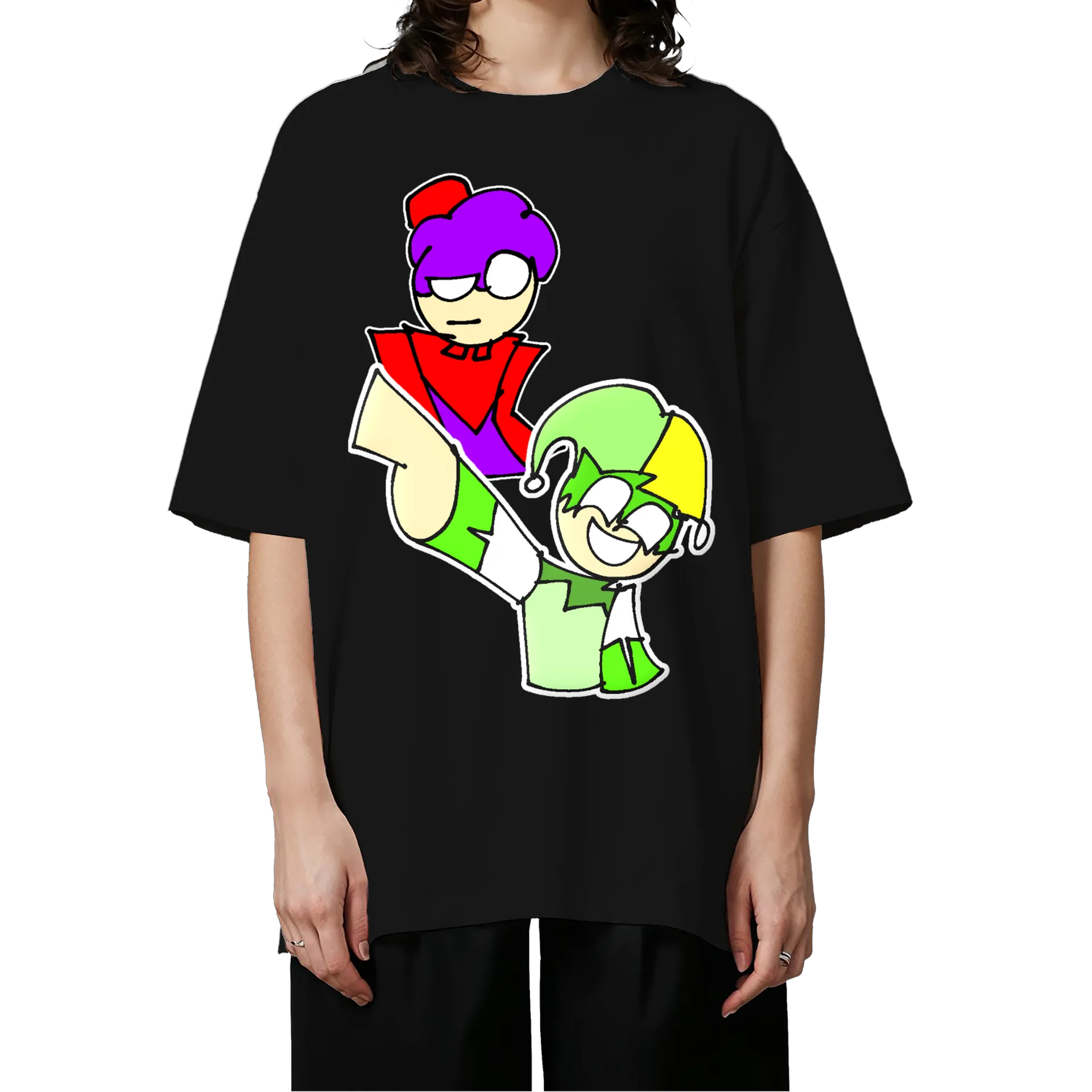 Camiseta Oversized Estampa Cartunesca Multicolorida de XElectronz — imagem 3 de 6
