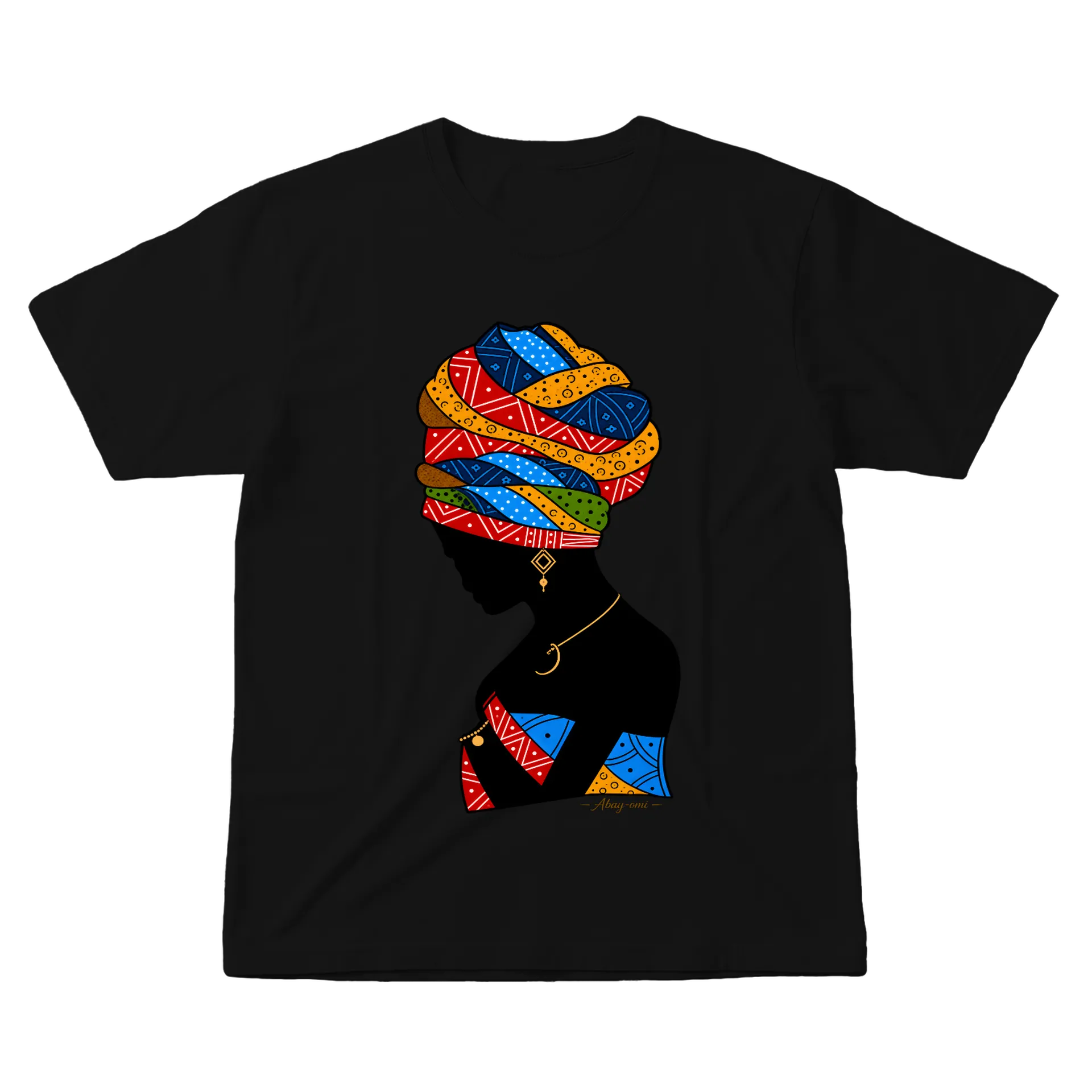 Camiseta Mulher com Turbante Colorido 100% Algodão - Imagem 1