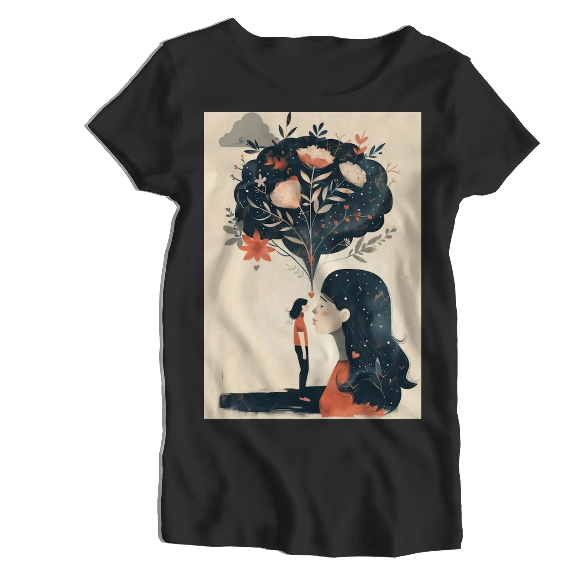 Camiseta Babylook Arte Floral com Coração 100% Algodão - Imagem 1