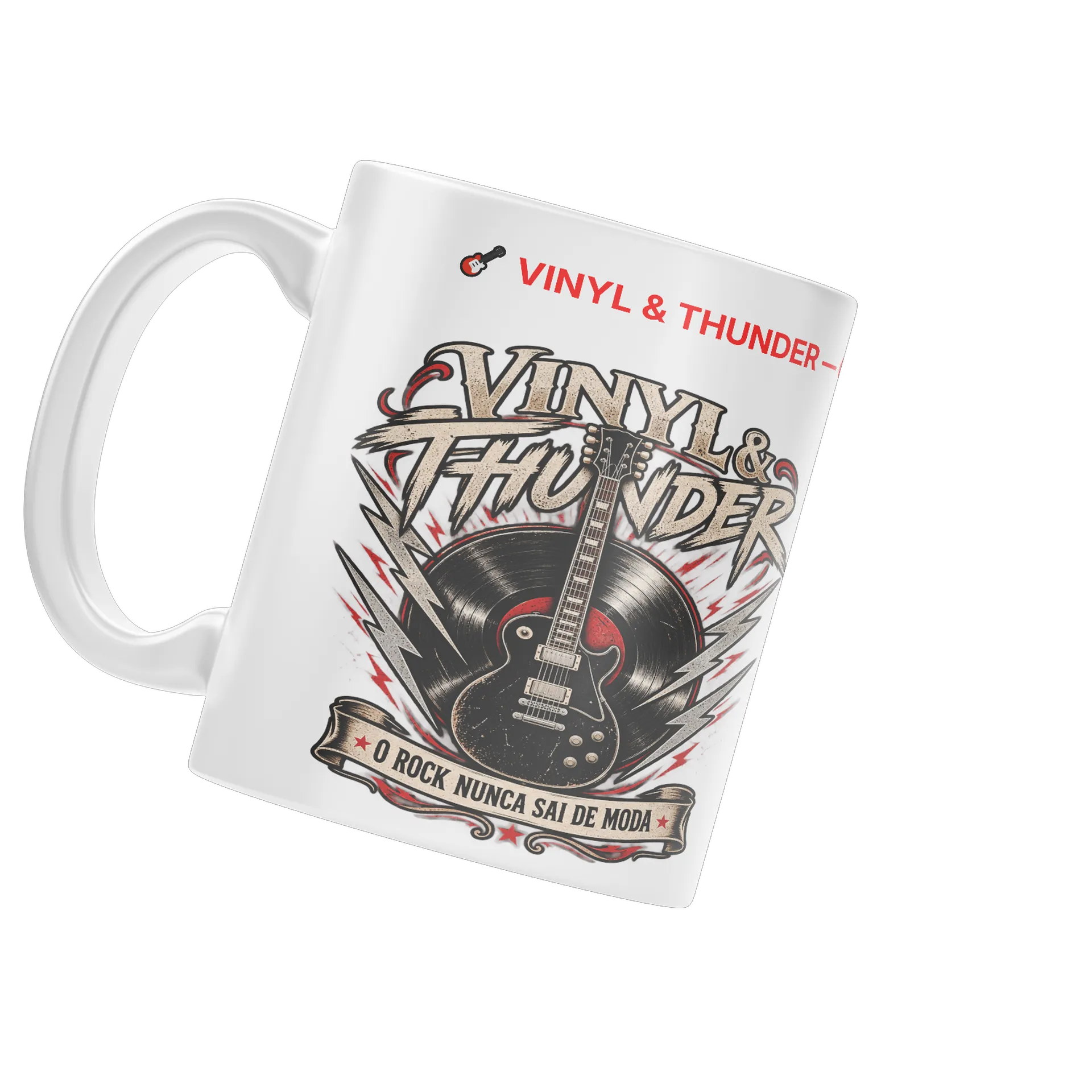 Caneca Estampa Tipográfica Vinyl & Thunder Rock Retrô 325ml - Imagem 3