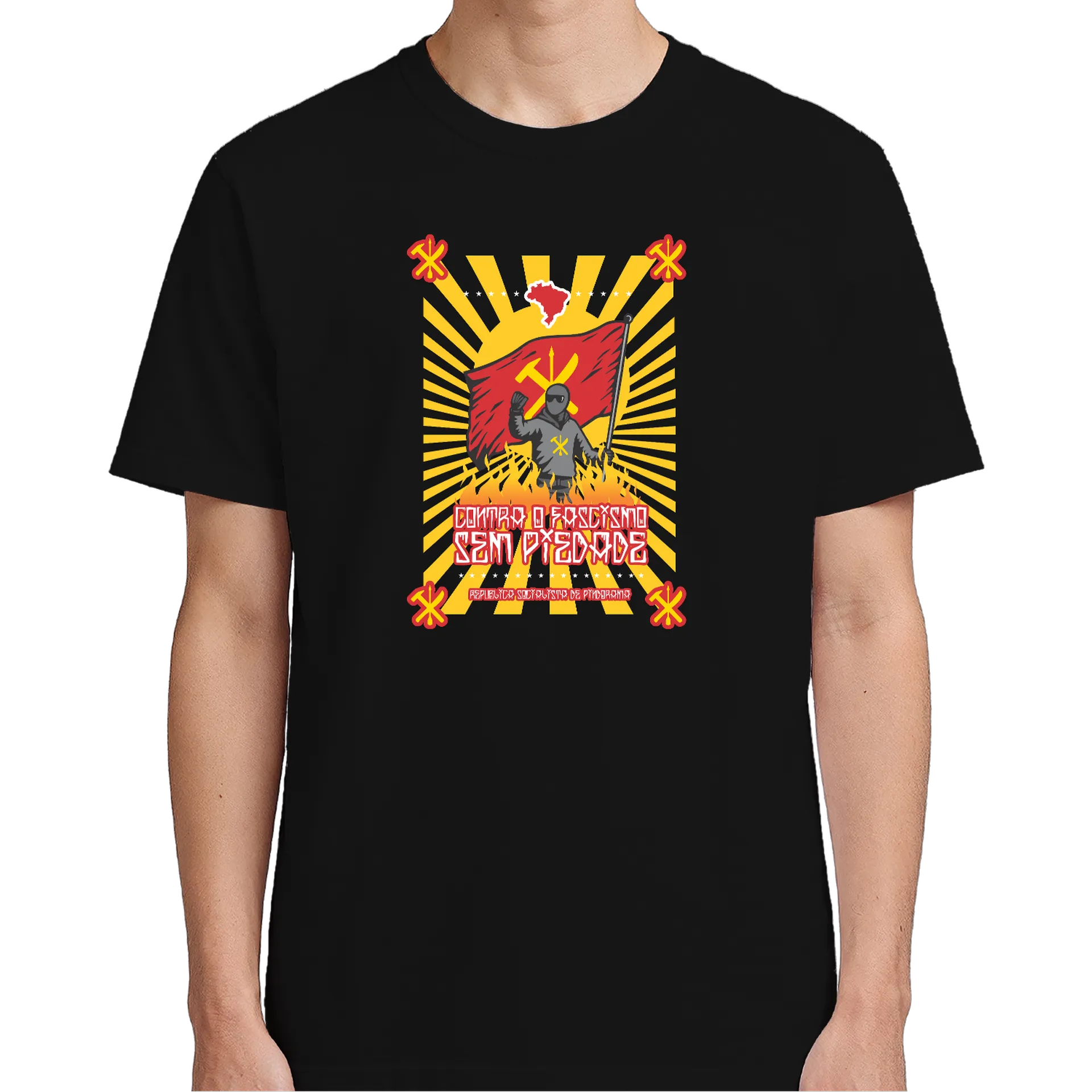 Camiseta Contra o Fascismo Sem Piedade 100% Algodão - Imagem 5