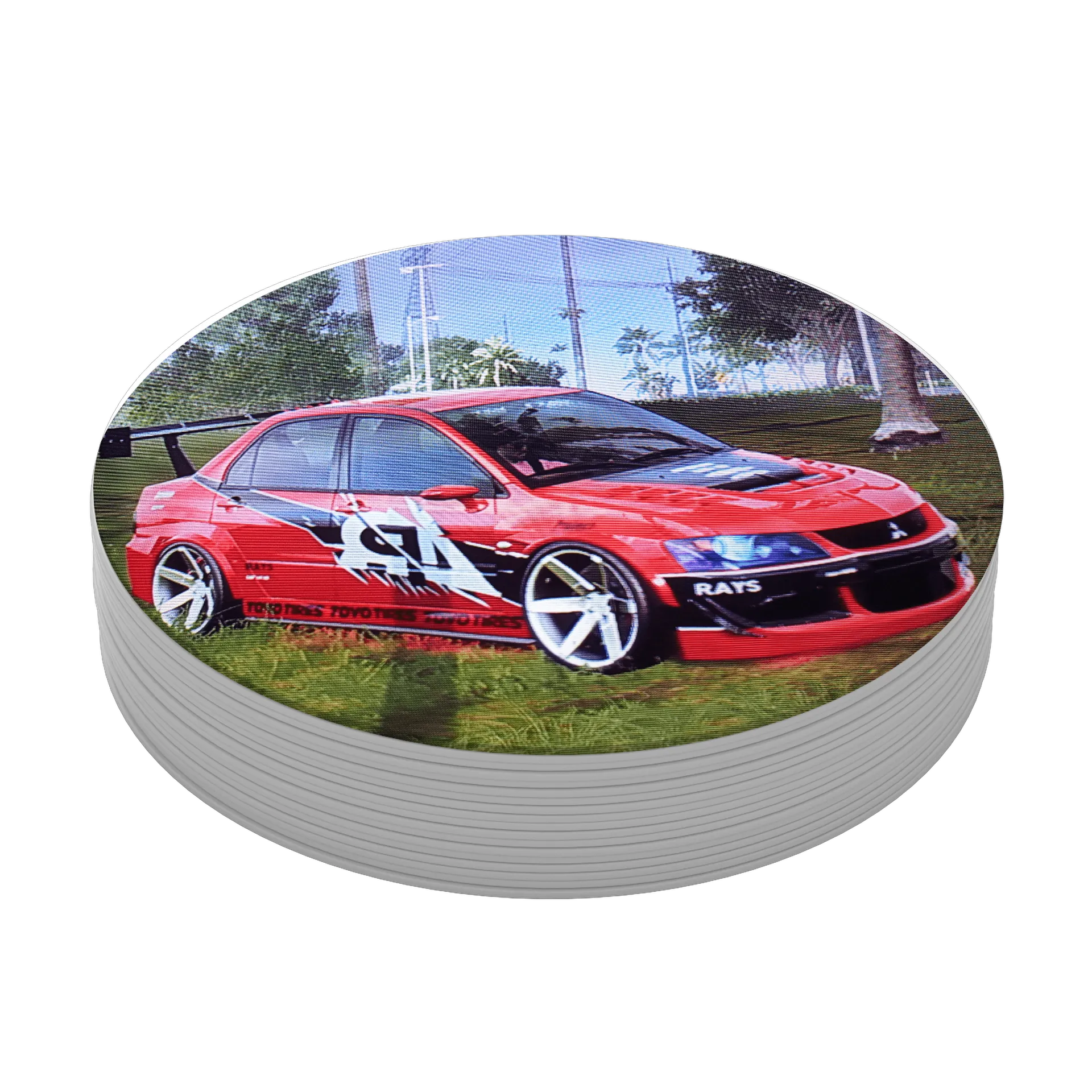Porta-copo MDF Carro Esportivo Vermelho Estampa Grafite - Imagem 4