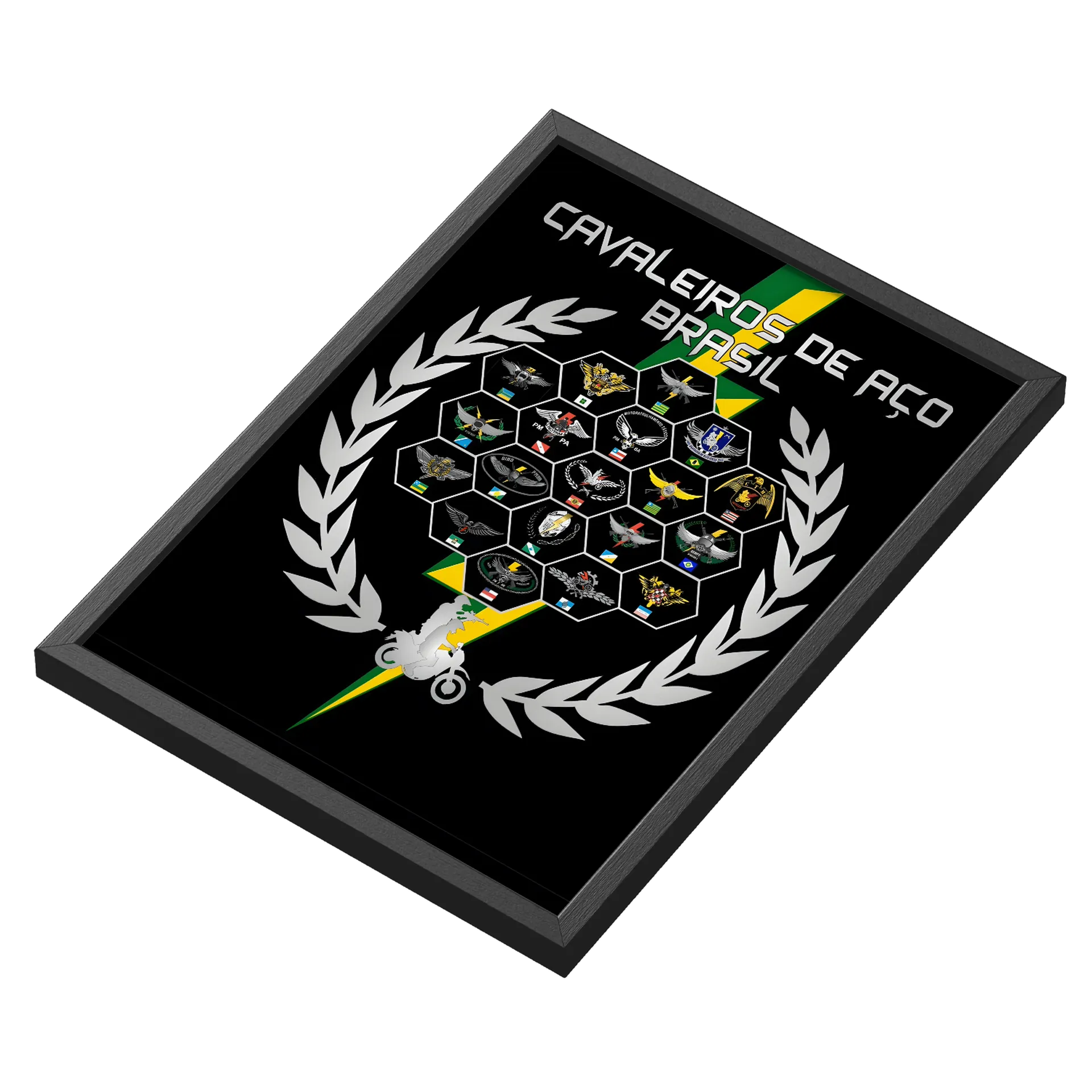 Quadro Cavalheiros de Aço Brasil Emblemas A3 com Vidro - Imagem 3
