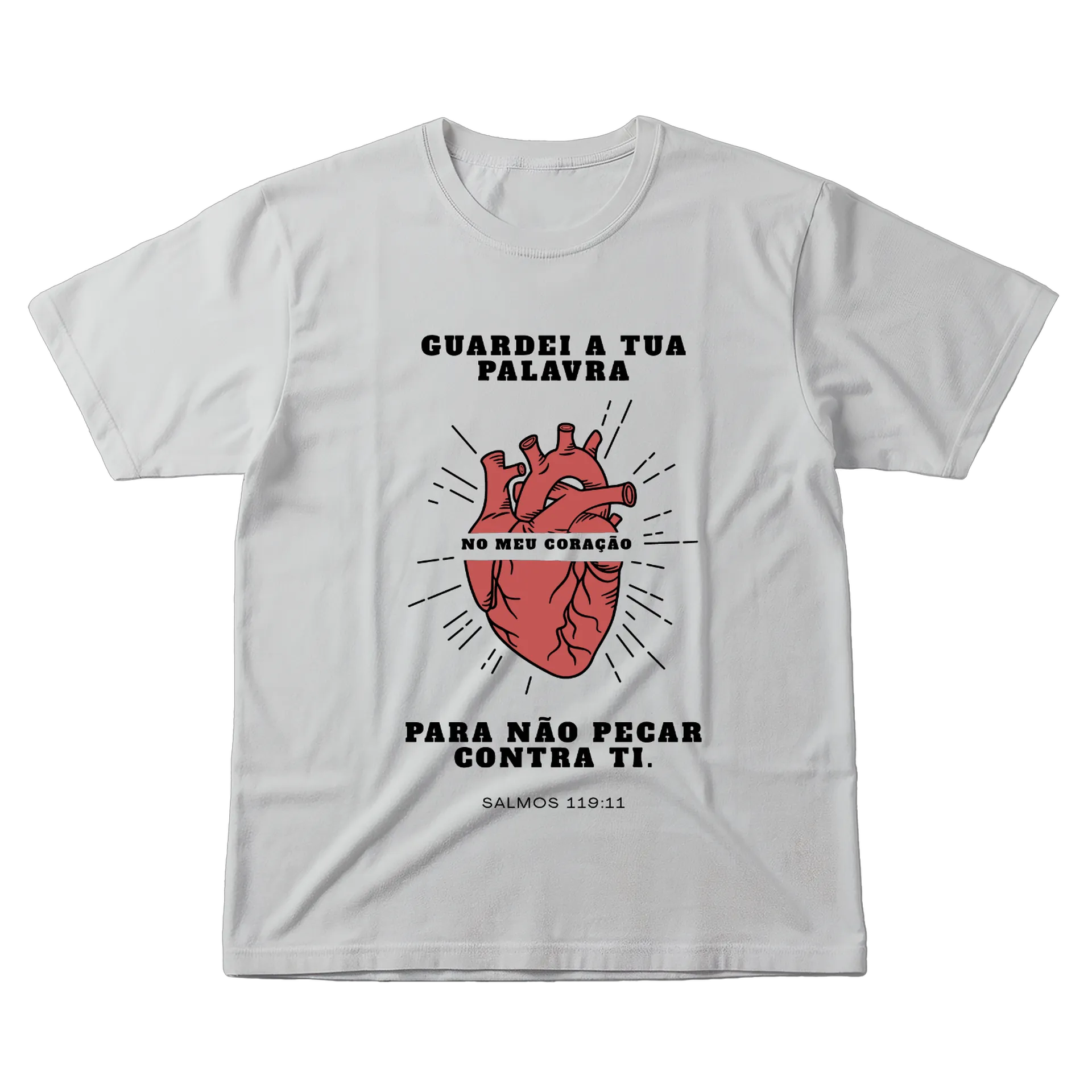 Camiseta Coração Vermelho Estampa Tipográfica 100% Algodão - Imagem 1