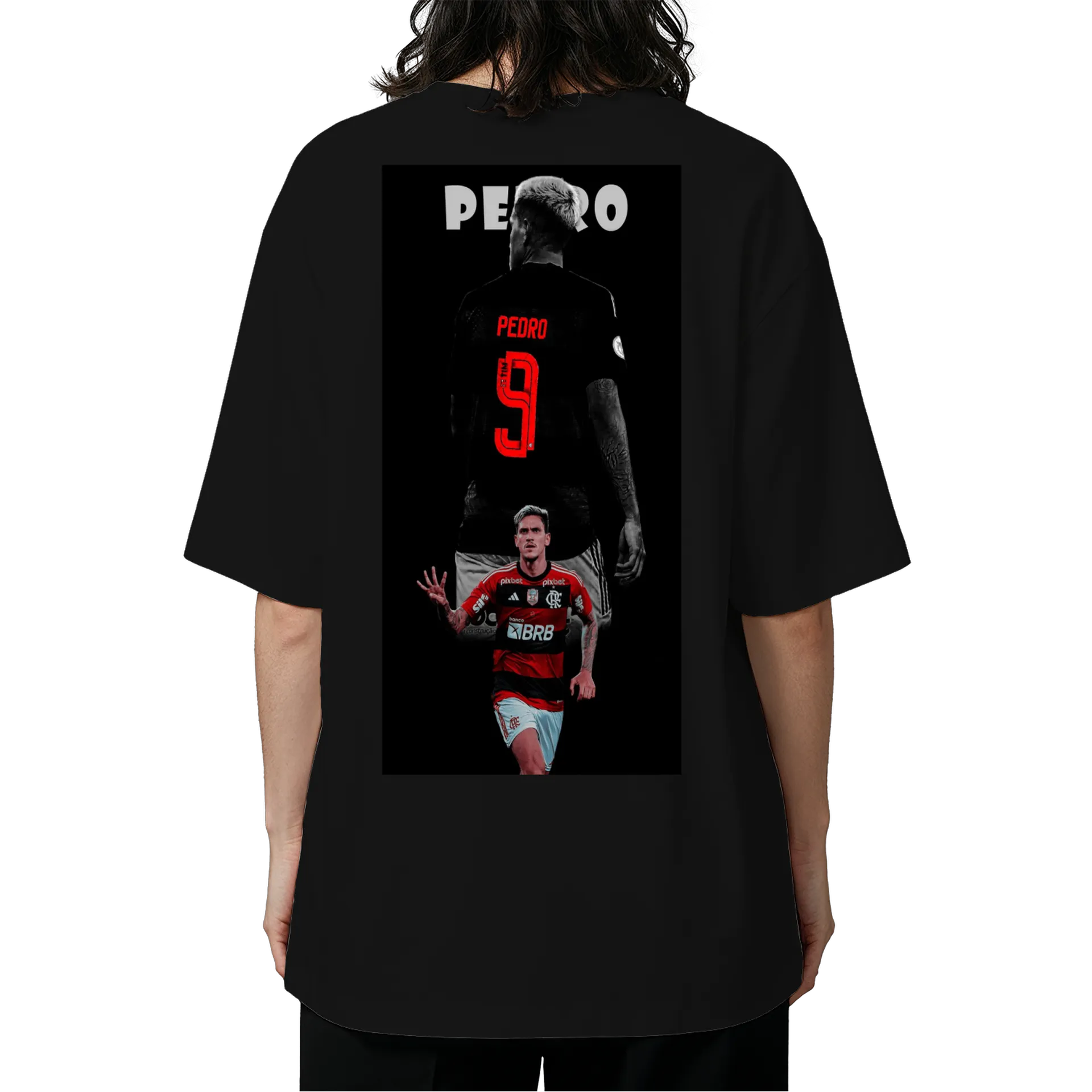 Camiseta Oversized Pedro 9 Flamengo Estampa Vermelha 100% - Imagem 5