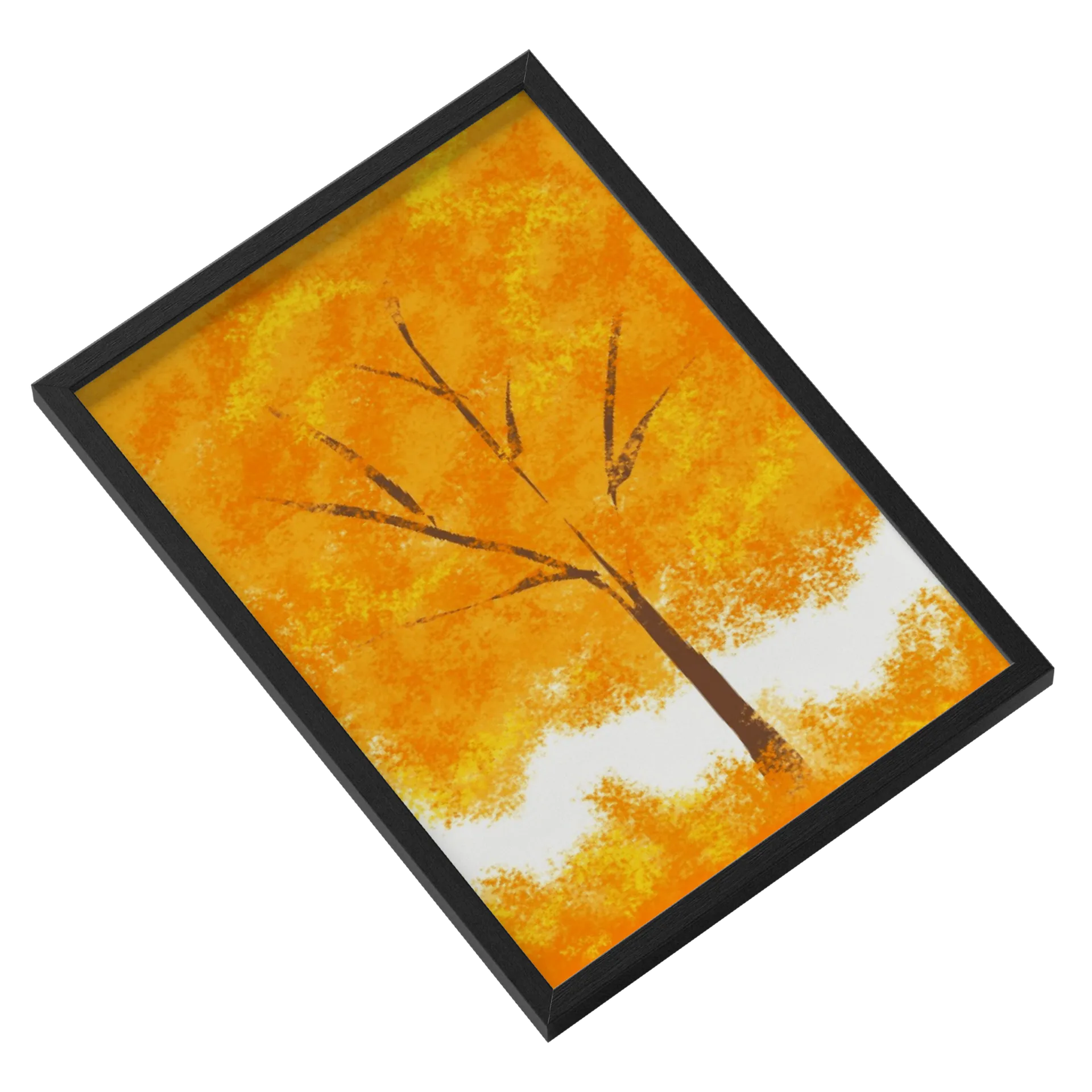 Quadro Árvore Silhueta Outonal Tons de Laranja A3 com Vidro - Imagem 2