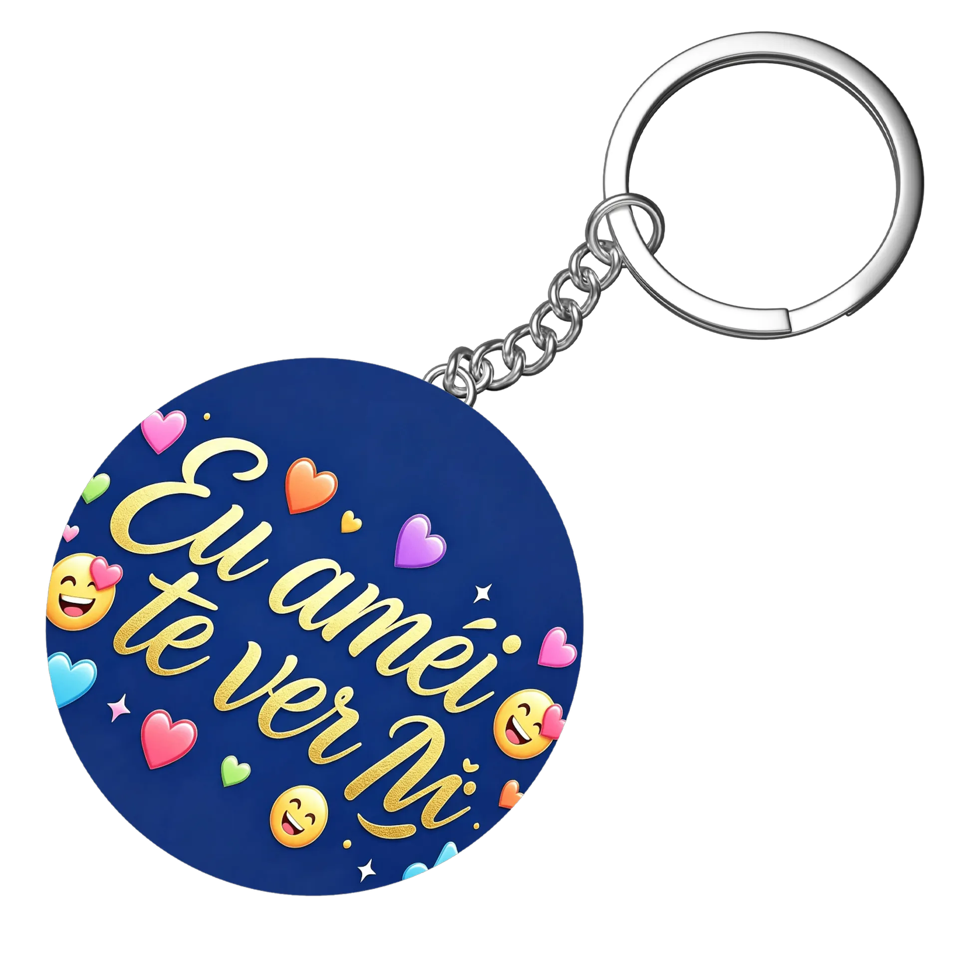 Chaveiro MDF Estampa Emoji Corações Amarelos Neon - Imagem 4