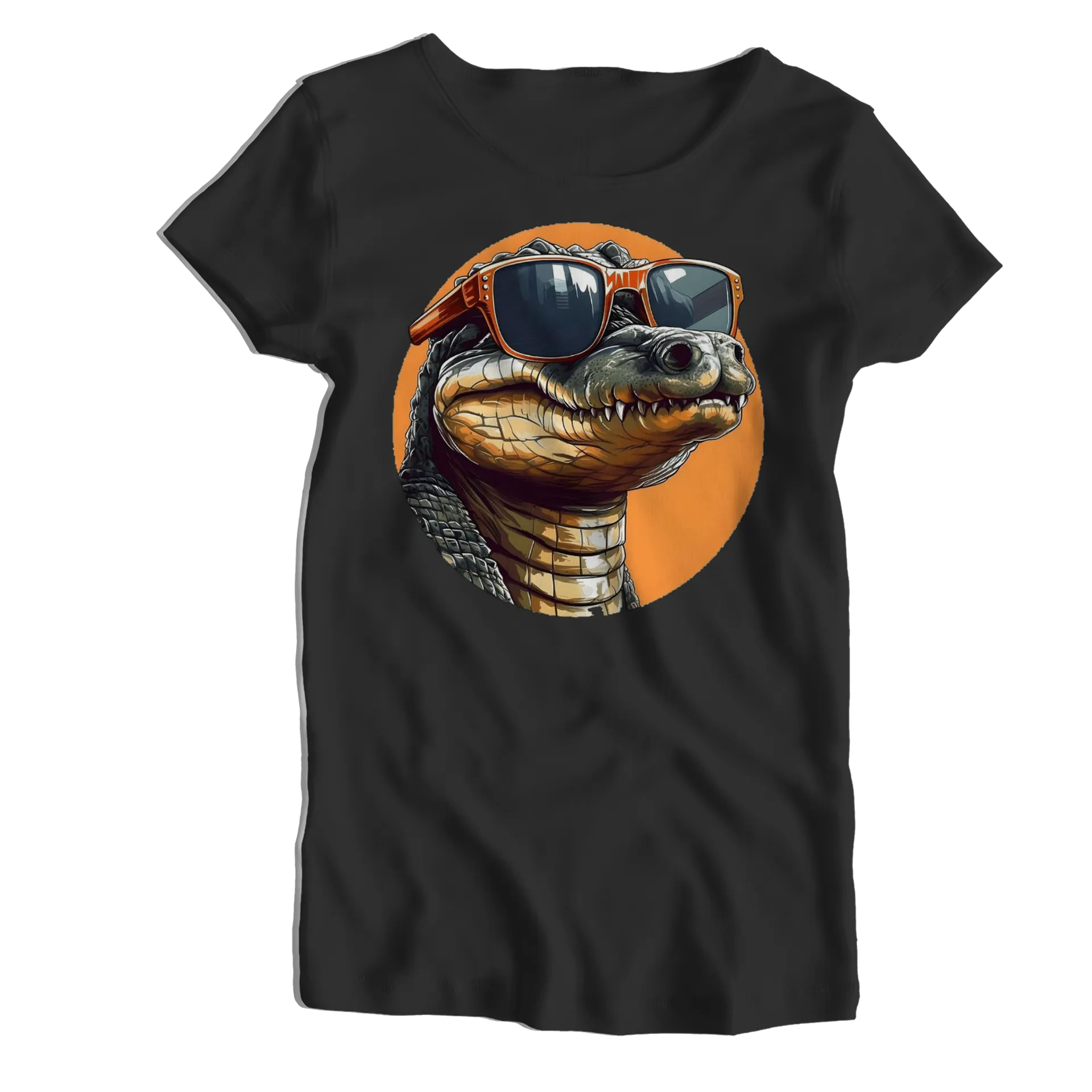 Camiseta Babylook Jacaré de Óculos Estilo Cartoon 100% - Imagem 1